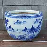 陶器火鉢、伊万里焼き火鉢、メダカ鉢、金魚鉢、特大火鉢、直径53センチ 陶器火鉢、伊万里焼き火鉢、メダカ鉢、金魚鉢、特大火鉢、直径53