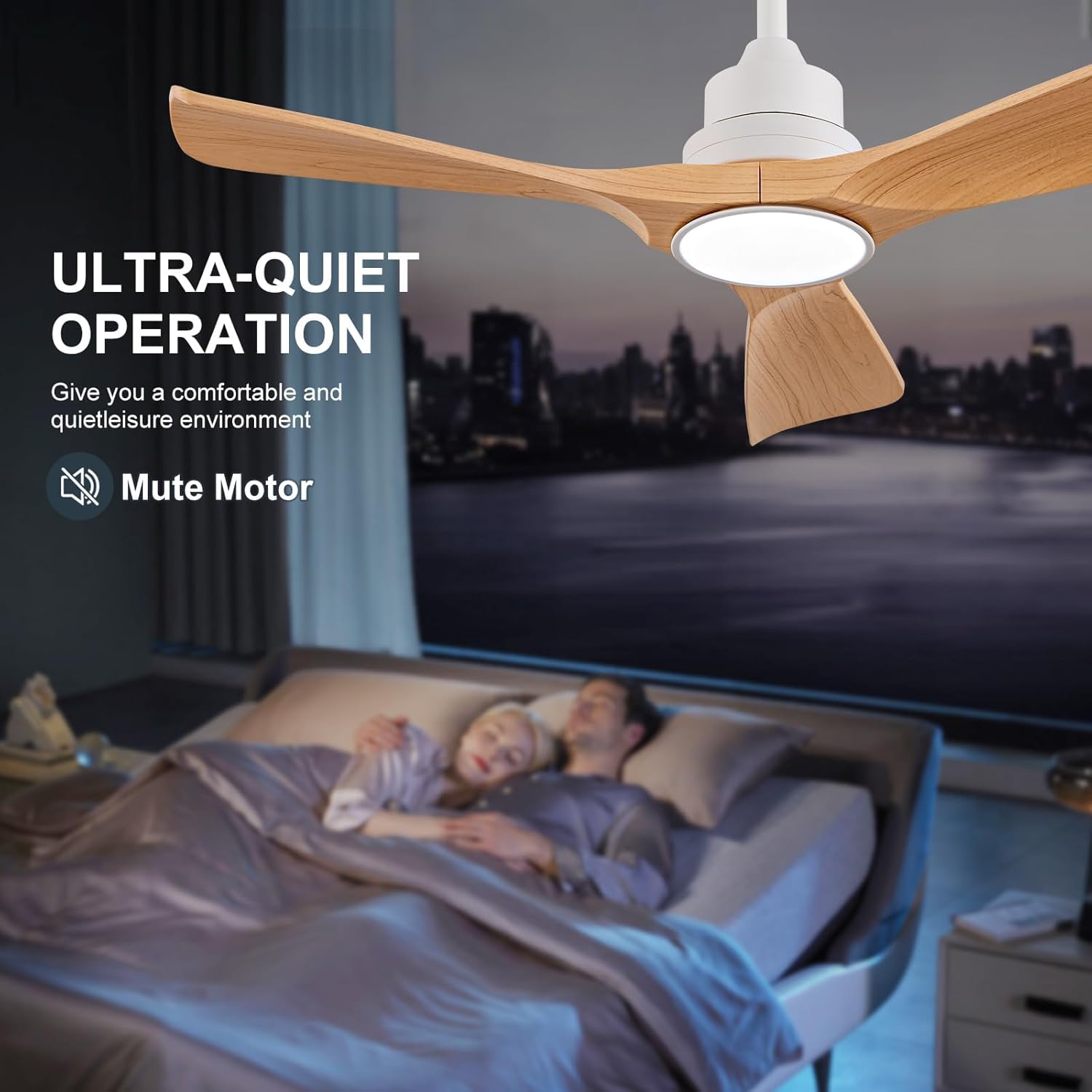 42 Inch Ceiling Fans with Lights and Remote, Dimmable LED Light, Quiet DC Motor, Modern Ceiling Fan with Light for Outdoor Indoor Bedroom Living Room Patios Farmhouse(Not Solid Wood)