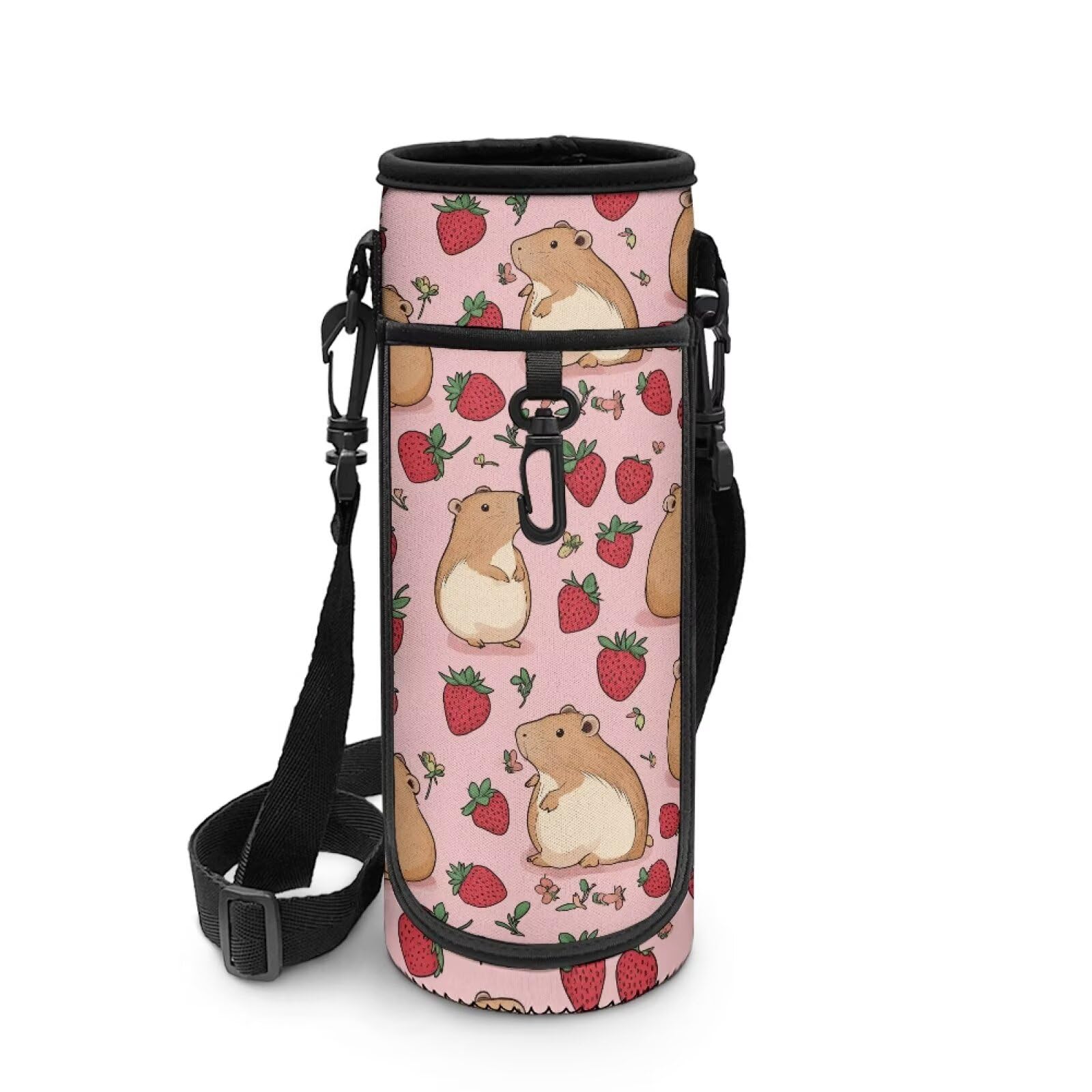 POLERO Capyabra Water Bottle Carrier with Shoulder Strap for Girls Cute Water Bottle Holder for School Picnic Camping