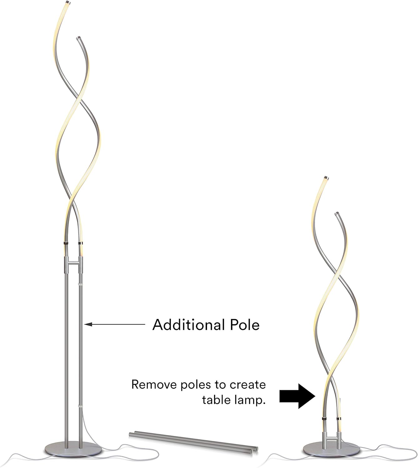 Embrace 60" Matte Nickel Industrial LED Floor Lamp