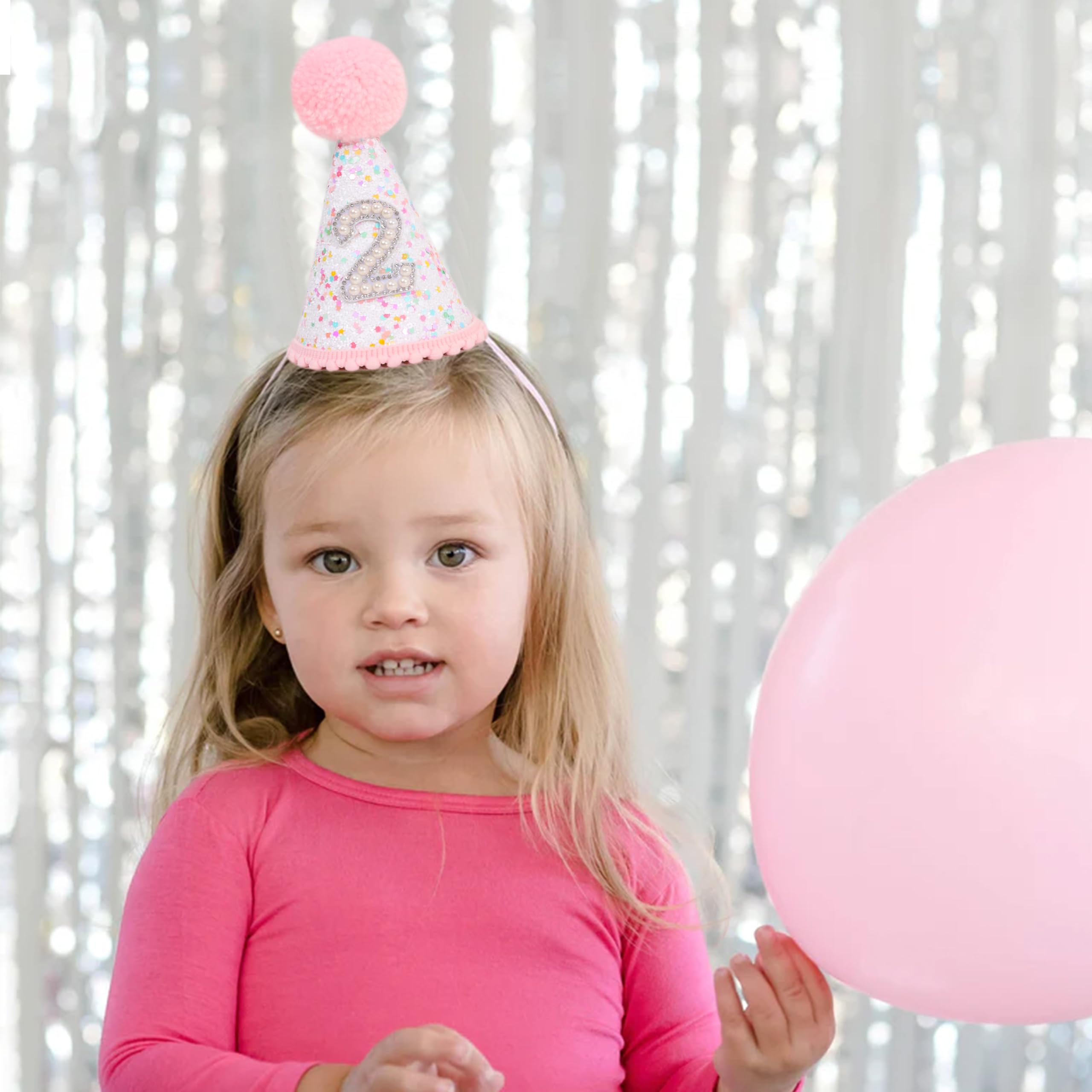 BASCT Pink 2nd Birthday Hat - Colorful Dots, Two Sweet Decor, Sprinkle Second Birthday