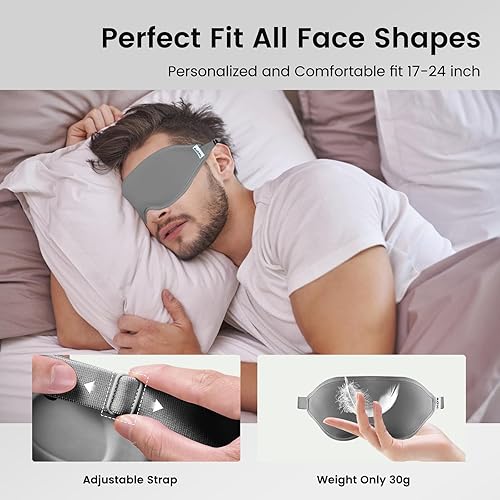 Miniatura 10 de Audree Máscara de ojos para dormir  3D contorneada 100% máscara de sueño bloqueo de luz  Máscara de ojos para mujeres y hombres, venda nocturna de