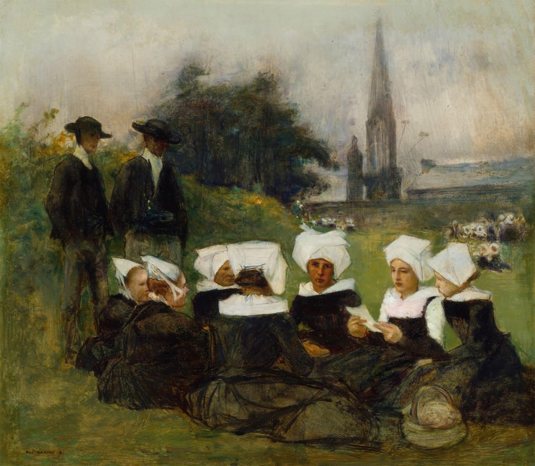 ARTXLXXBN Famous Print Painting Colorful Art Print Study for Breton Women At a Pardon by Pascal Adolphe Jean Dagnan Bouveret Canvas Art Decorations for Home Decor 60x90cm