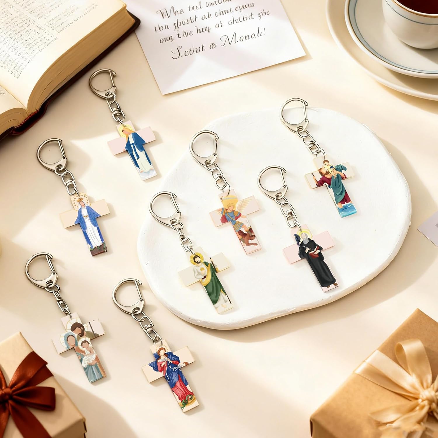 Landical Catholic Gifts Catholic Saints Keychain Acrylic Christian Keychain Religious Key Ring Gifts Jewelry for Women Men - Image 5