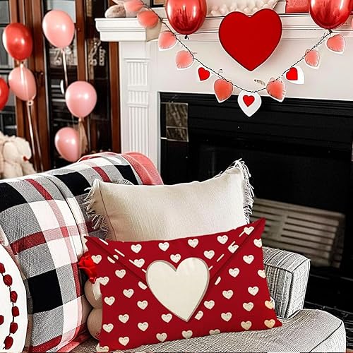 Miniatura 2 de RABUSOFA Red Valentines Pillow Covers 12x20 Love Heart Decorative Valentine Pillow Case Decoration Holiday Party Gifts Decoration for Home Sofa