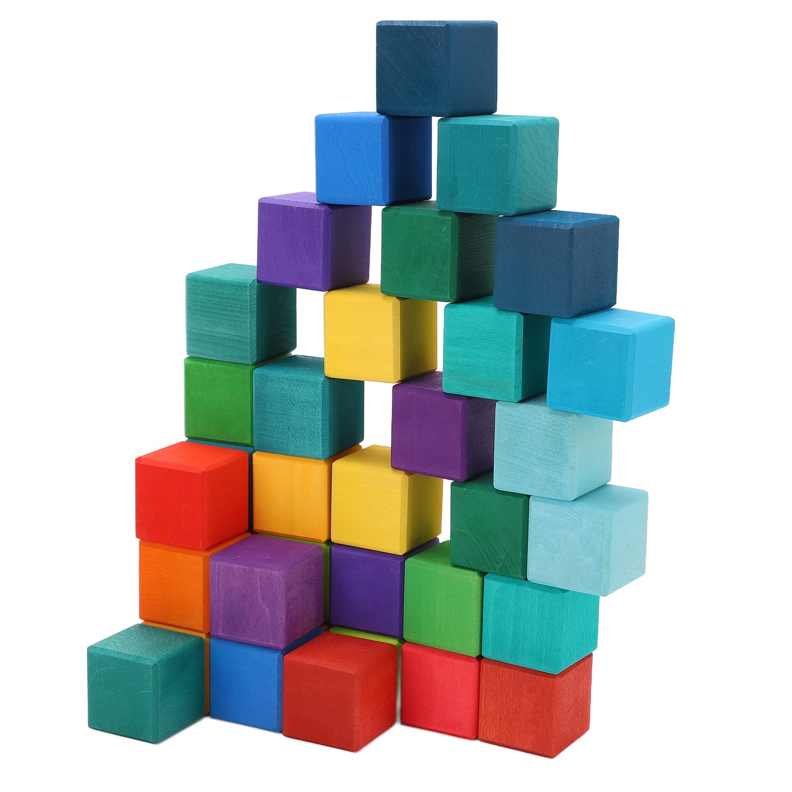 Blocchi di Costruzione in Legno Colorati Impilabili Blocchi Cubici Durevoli con Struttura Dura per Bambini Materiale Educativo per il Gioco Cubi Colorati Set di di Costruzione in Legno