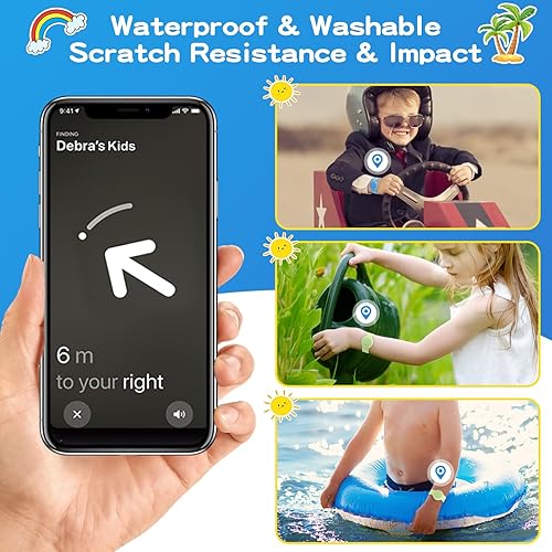 Miniatura 6 de Pulsera de AirTag impermeable para niños (paquete de 2), pulsera oculta de silicona suave para niños, rastreador GPS ligero compatible con Apple