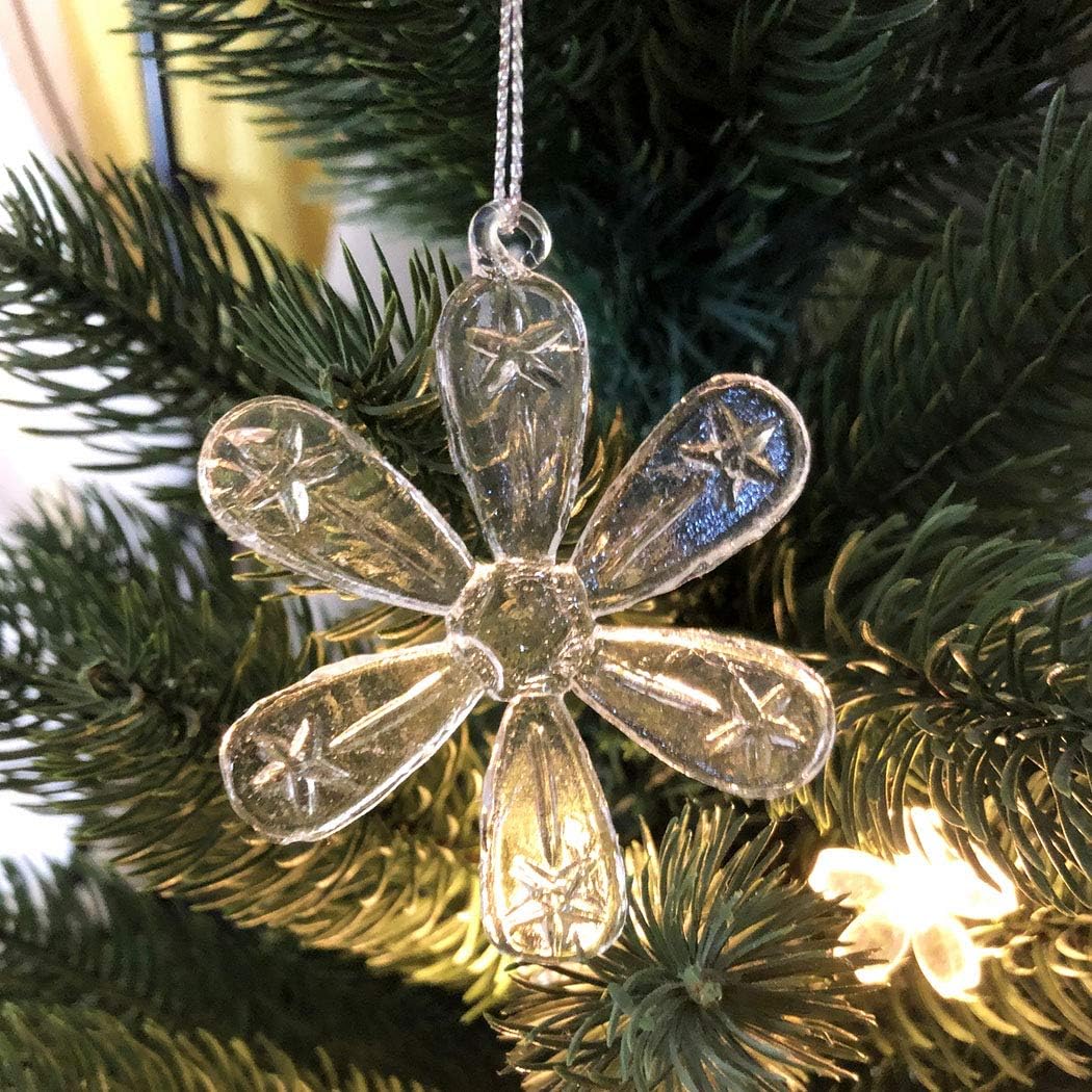 Style Glass Clear Glass Snowflake Ornament Winter Christmas Tree Hanging Decorations (12 Pieces).
