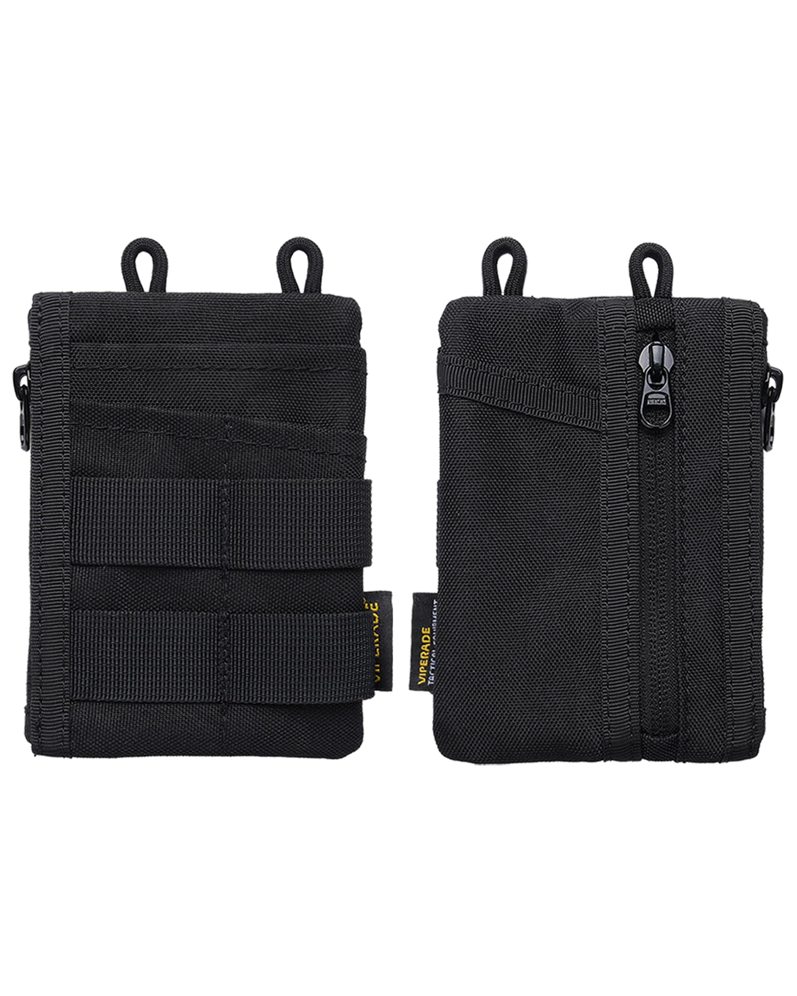 VIPERADE VE18N-M Pochette EDC, portefeuille de poche avec 3 emplacements EDC + 2 poches zippées, 1 grande poche pour ordinateur portable ou téléphone portable, organiseur de poche EDC fin pour homme