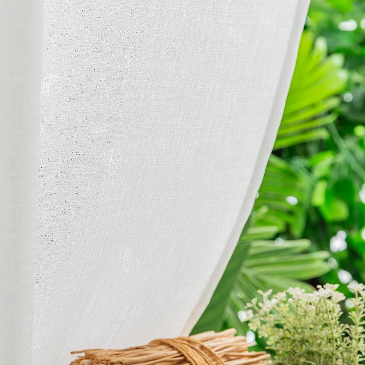 Yancorp White Kitchen Tier Curtains 24 inches Length Linen Textured Short Farmhouse Cafe Curtains Small Window for Bathroom Laundry Room(White,W24 X L24)