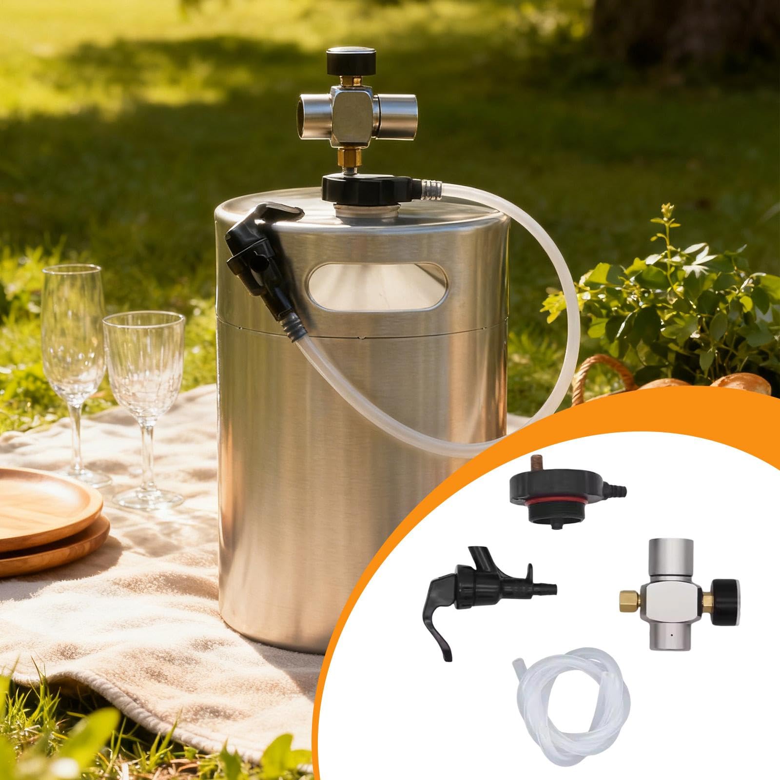 Mini Keg Dispenser Set mit Komplettem Zubehör Wie Bierleitung CO2 Silikonschlauch Und Zapfhahn Zum Leichten Transport für Ausflüge Wohnmobil Ba