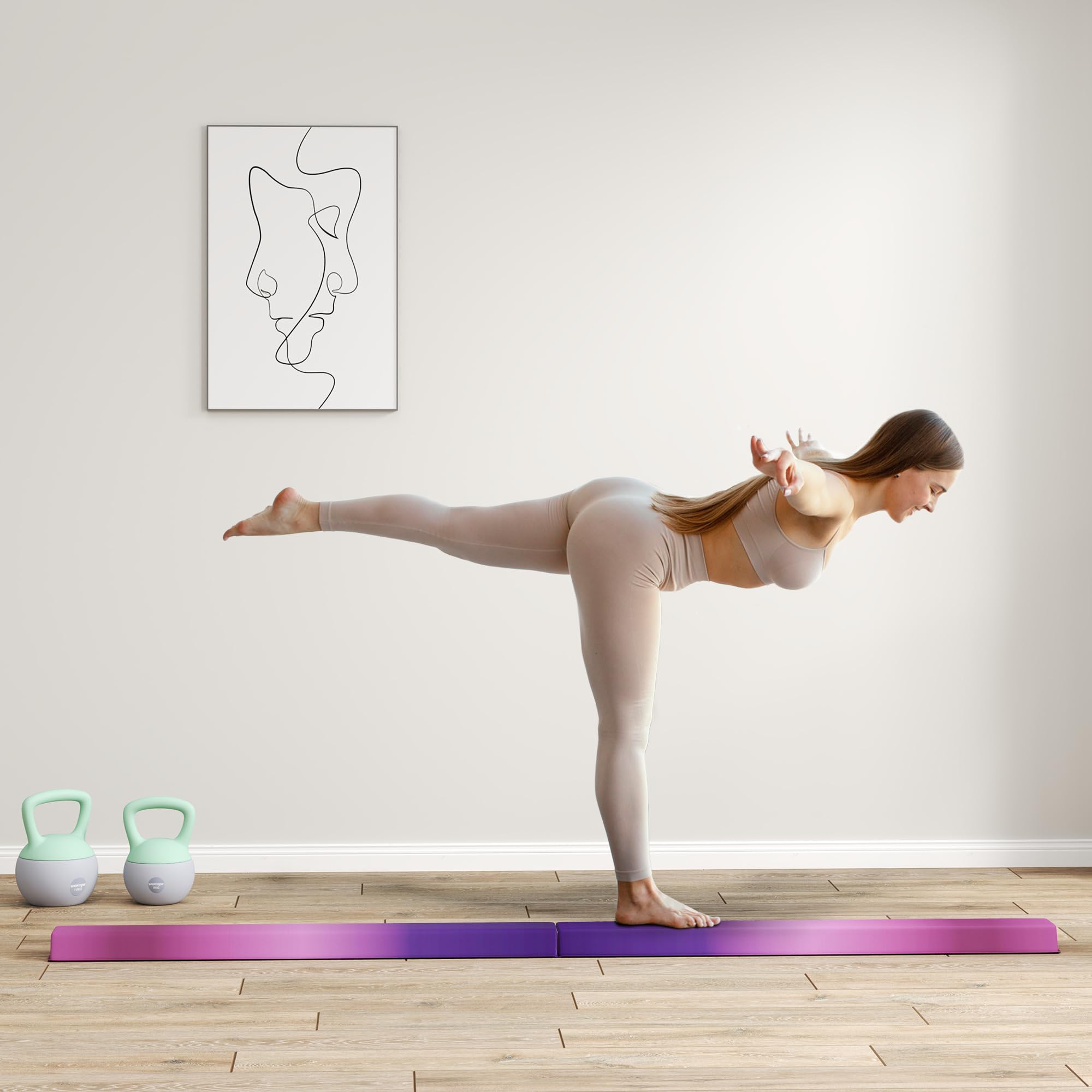 SPORTNOW Poutre Gymnastique Pliable en Velours, Poutre d'équilibre avec Fond antidérapant, équipement d'entraînement de Gymnastique pour Adolescents et Adultes