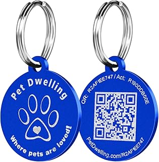 Pet Dwelling Aluminum QR Pet ID Tag – Smart Dog & Cat Tags with Free Personalized Online Profile, Instant Scan Alerts & AI-Powered Insights (Round Blue)