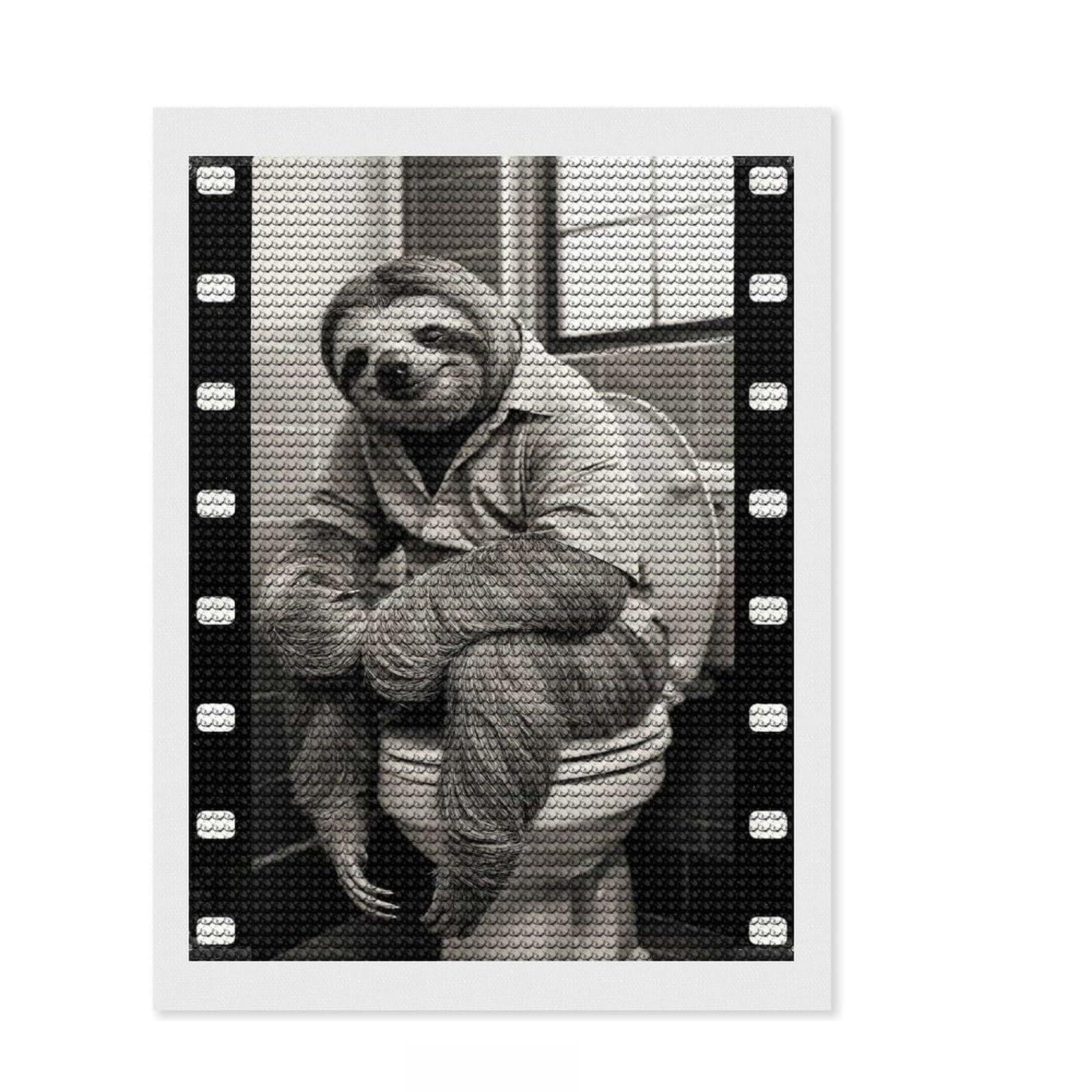 Junmoney Sloth Toilet Diamond Painting Canvas Set 12"x16", for Teens, Satisfying Creative Project, Christmas Gift, Farmhouse Decor