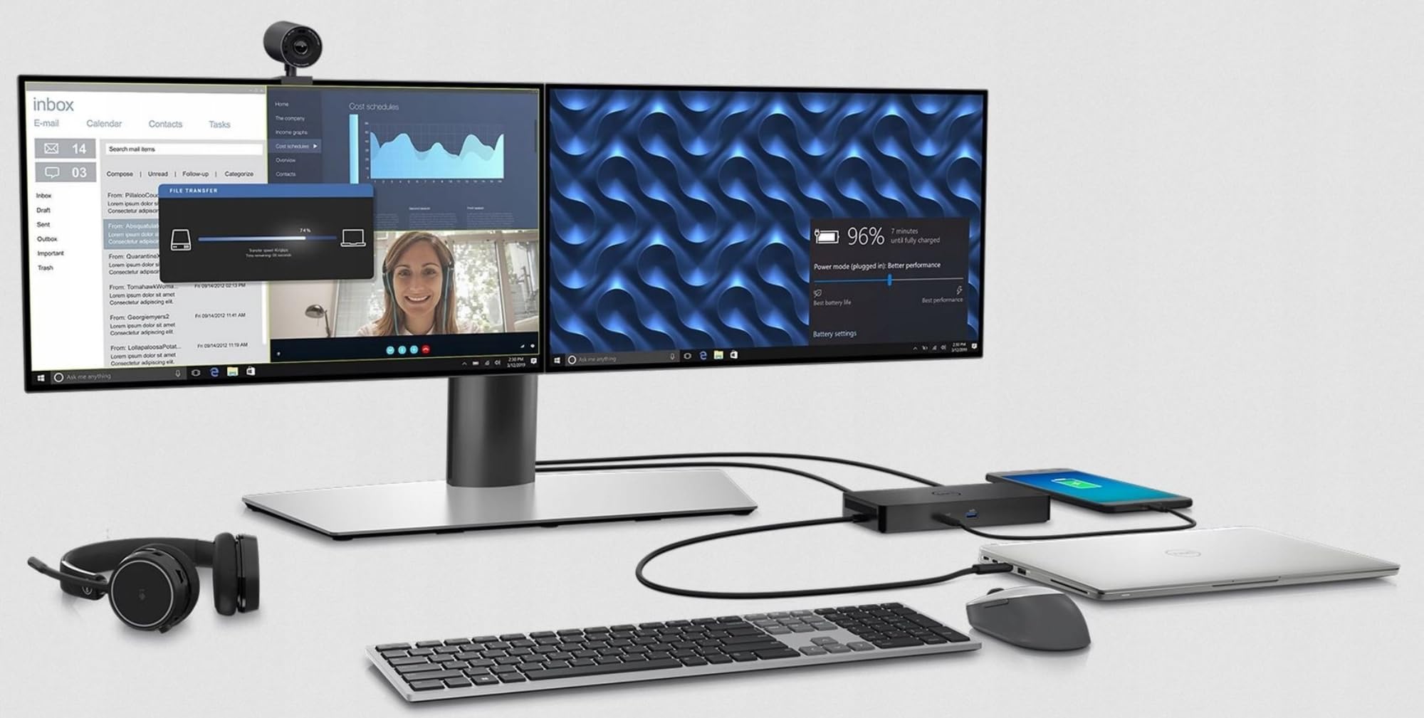 Dell WD15 Station d'accueil USB-C Noire pour Ordinateur, Ordinateur Portable et MacBook Pro avec Port USB-C et connectivité Ethernet