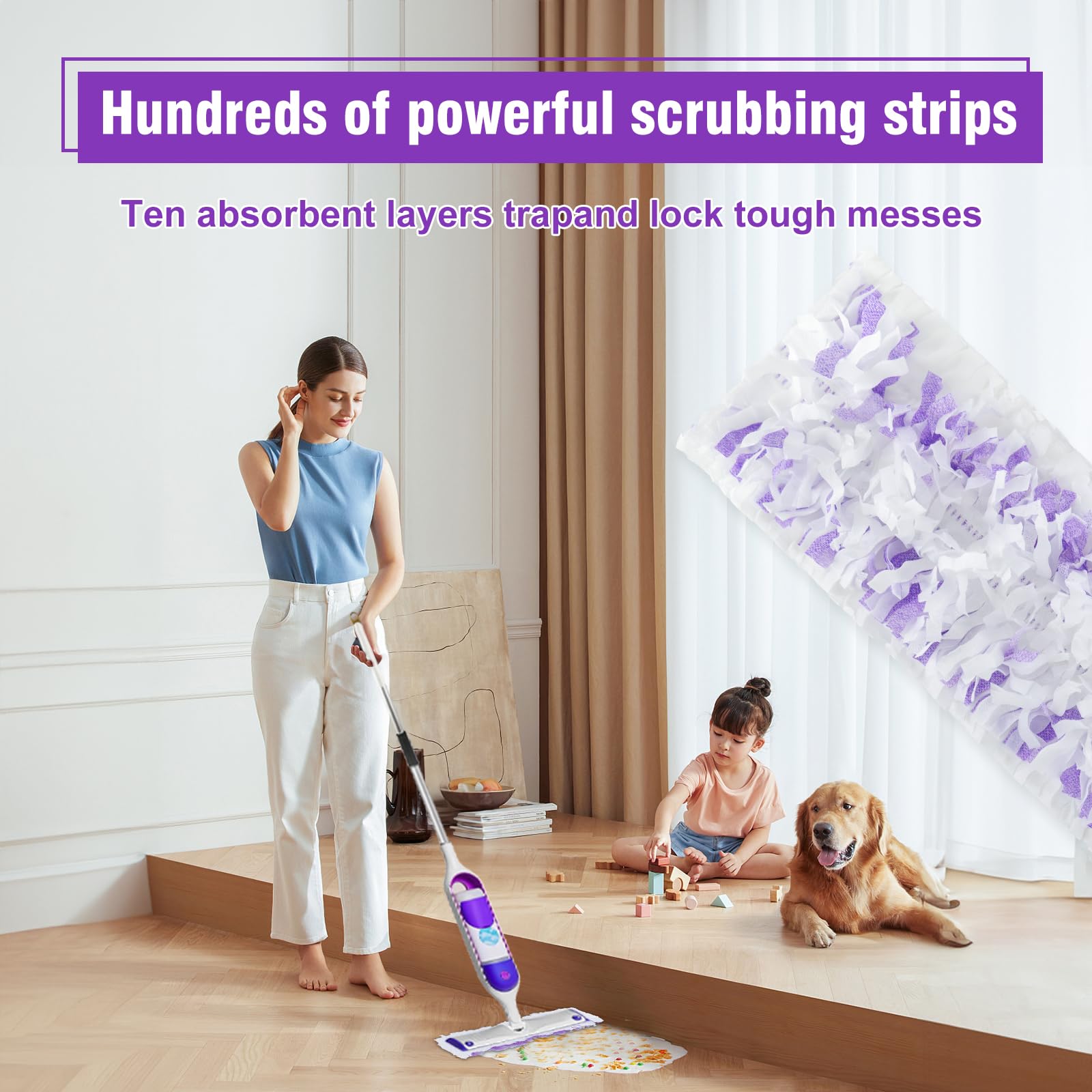 Paquete de 30 almohadillas desechables para mopa Swiffer Powermop, repuesto de almohadillas húmedas Swifter, almohadillas desechables para suelos de madera, almohadillas de fregona