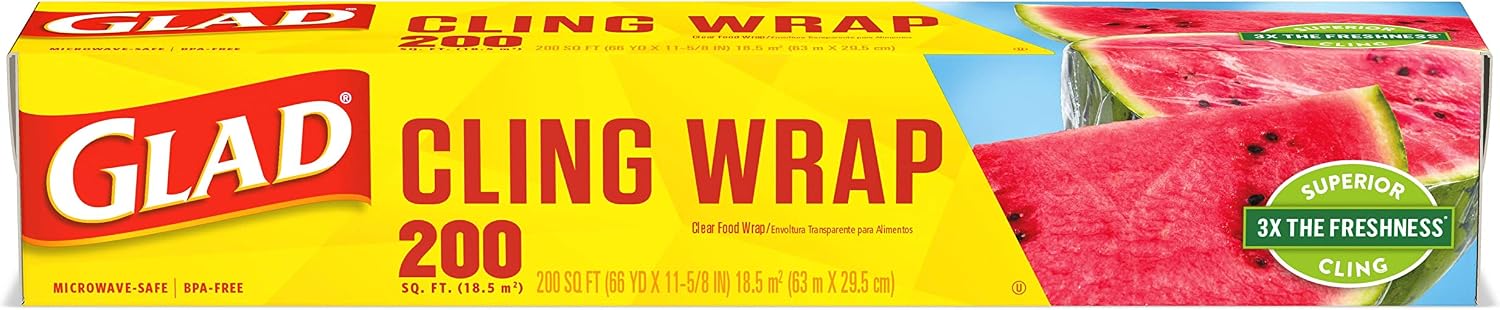 Glad ClingWrap Plastic Wrap - 200 Square Foot Roll (Package May Vary)