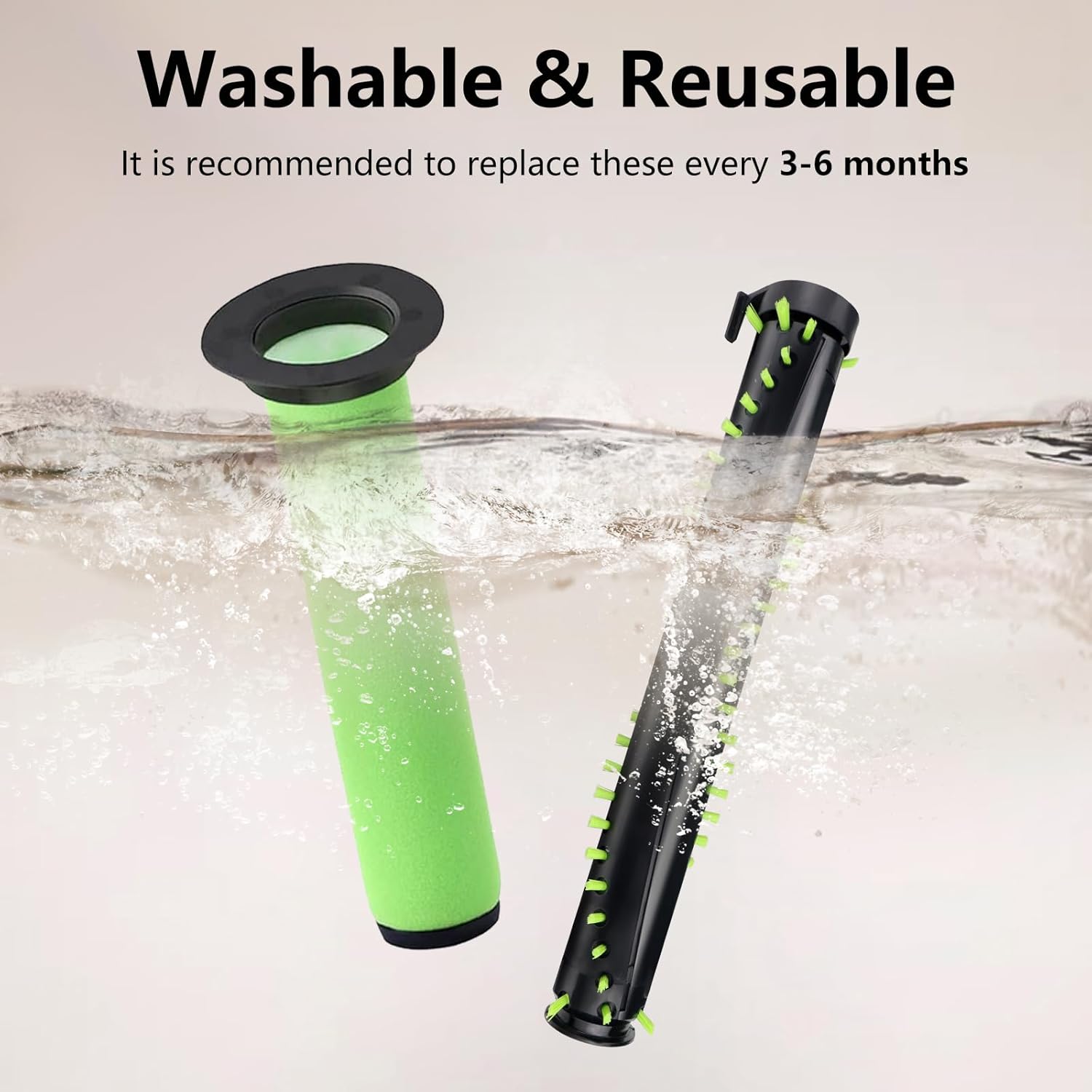 Chuancheng Replacement Roller Brush & Foam Filter for GTECH AirRam MK2 K9 Vacuum Cleaner Spare Parts