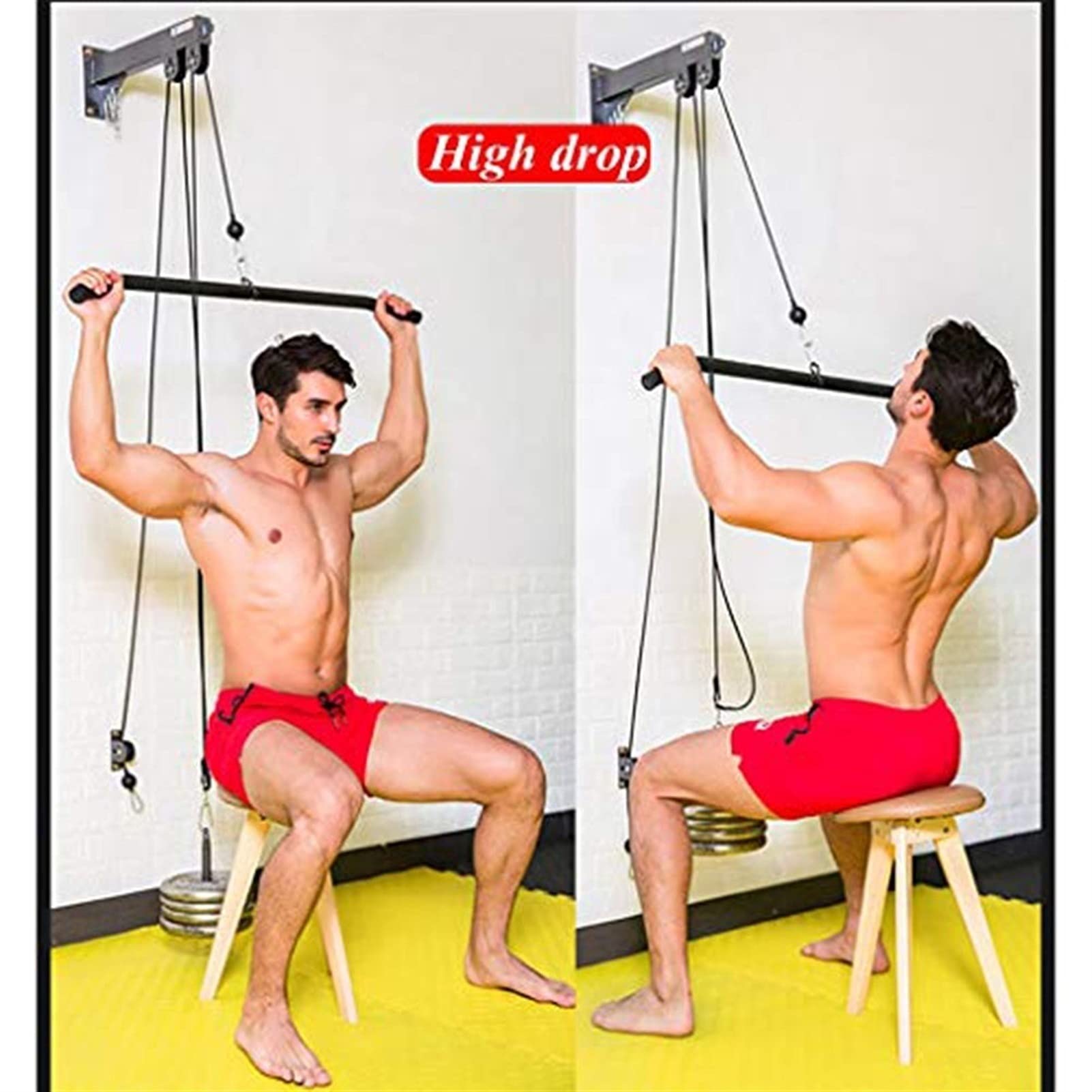 Sistema De Polea De Cable De Pared, Entrenador De Músculo Físico Completo, Adecuado para Latición De Lat, Rizo De Bíceps, Triceps Estiramientos Y Ejercicios Rectos