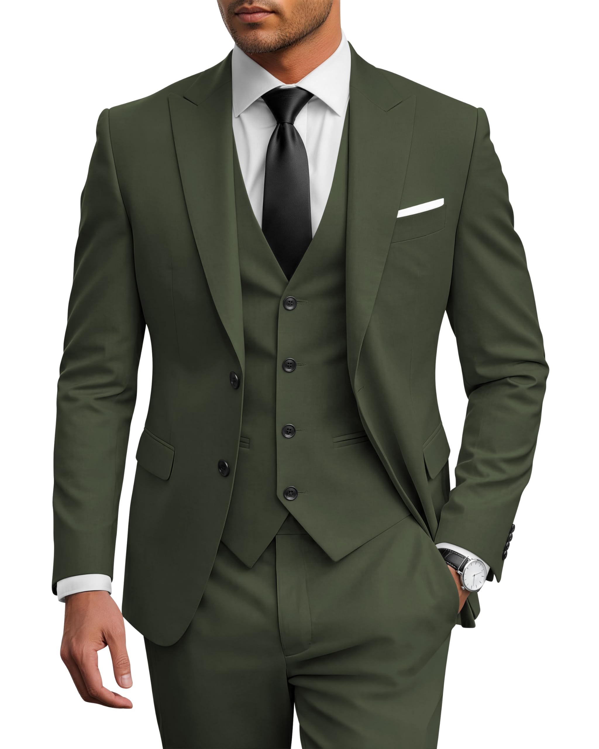Wangyue Men's Suits 3 Piece Slim Fit Wedding Suits for Men Formal Business Suit Party Prom Tuxedo