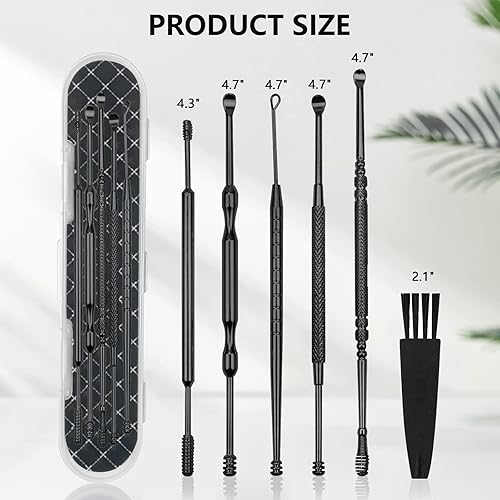 Miniatura 6 de Hion Juego de 6 piezas para eliminación de cera de oído, herramientas profesionales de doble cabezal para eliminar cera de oído, cureta de limpieza