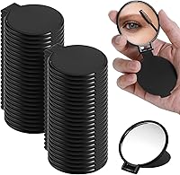 Telooco 50 Pack Compact Folding Pocket Makeup Mirrors - Black Portable Travel Mirrors with Flip Stand for Women Daily Use
