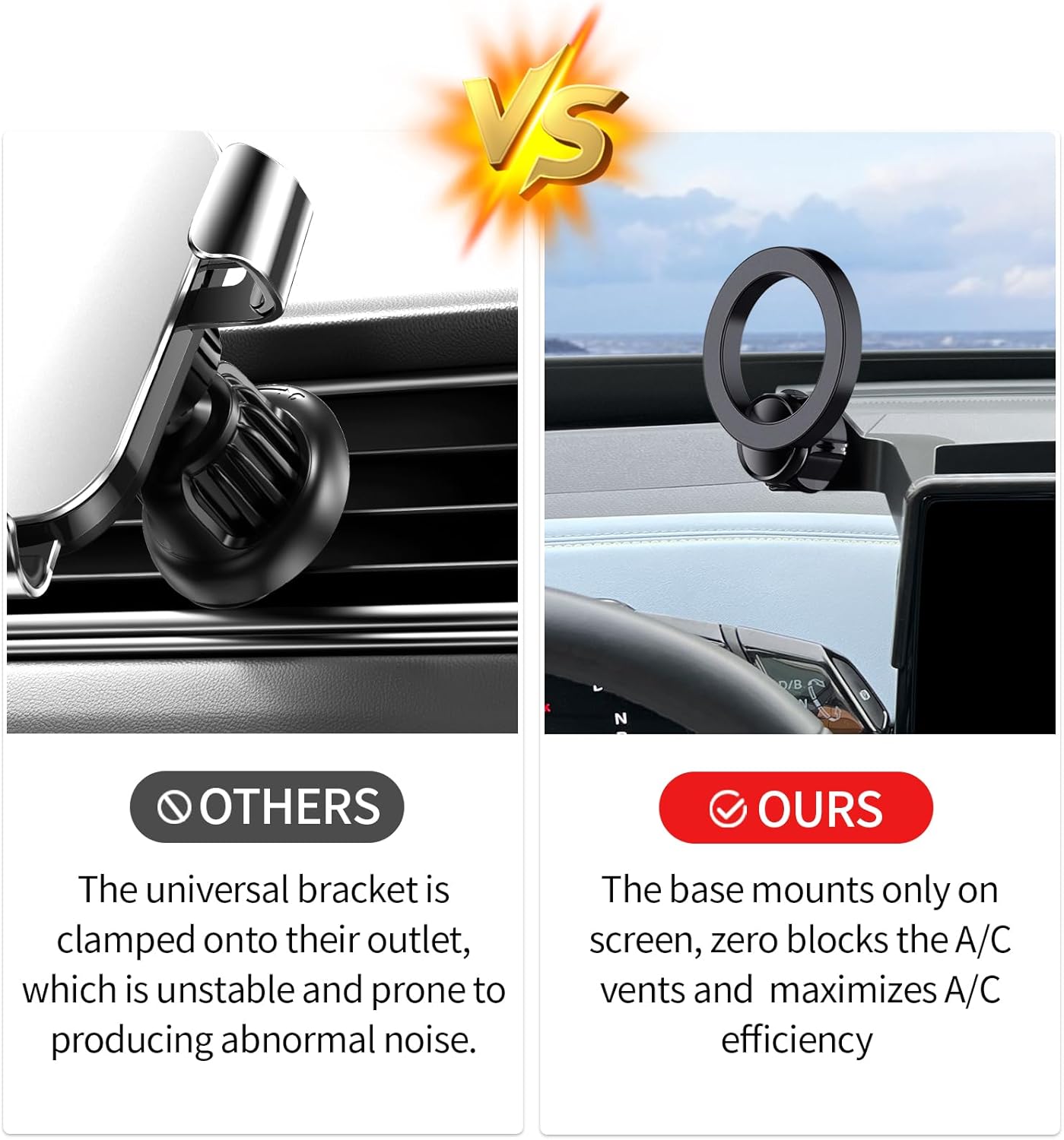 Car Phone Holder for 2021-2024 VW ID.4 ID4 Accessories 12-Inch Screen Fixed Clip, 360° Rotation Phone Mount Compatible with MagSafe, Cell Phone Holder That Does Not Affect Air Vent