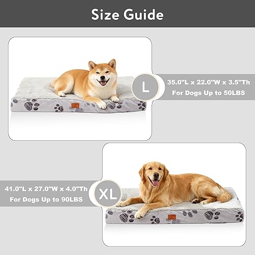 Miniatura 5 de Cama ortopédica para perros para jaula. Cama impermeable de espuma para mascotas con funda extraíble lavable, tapete de cama antideslizante de felpa