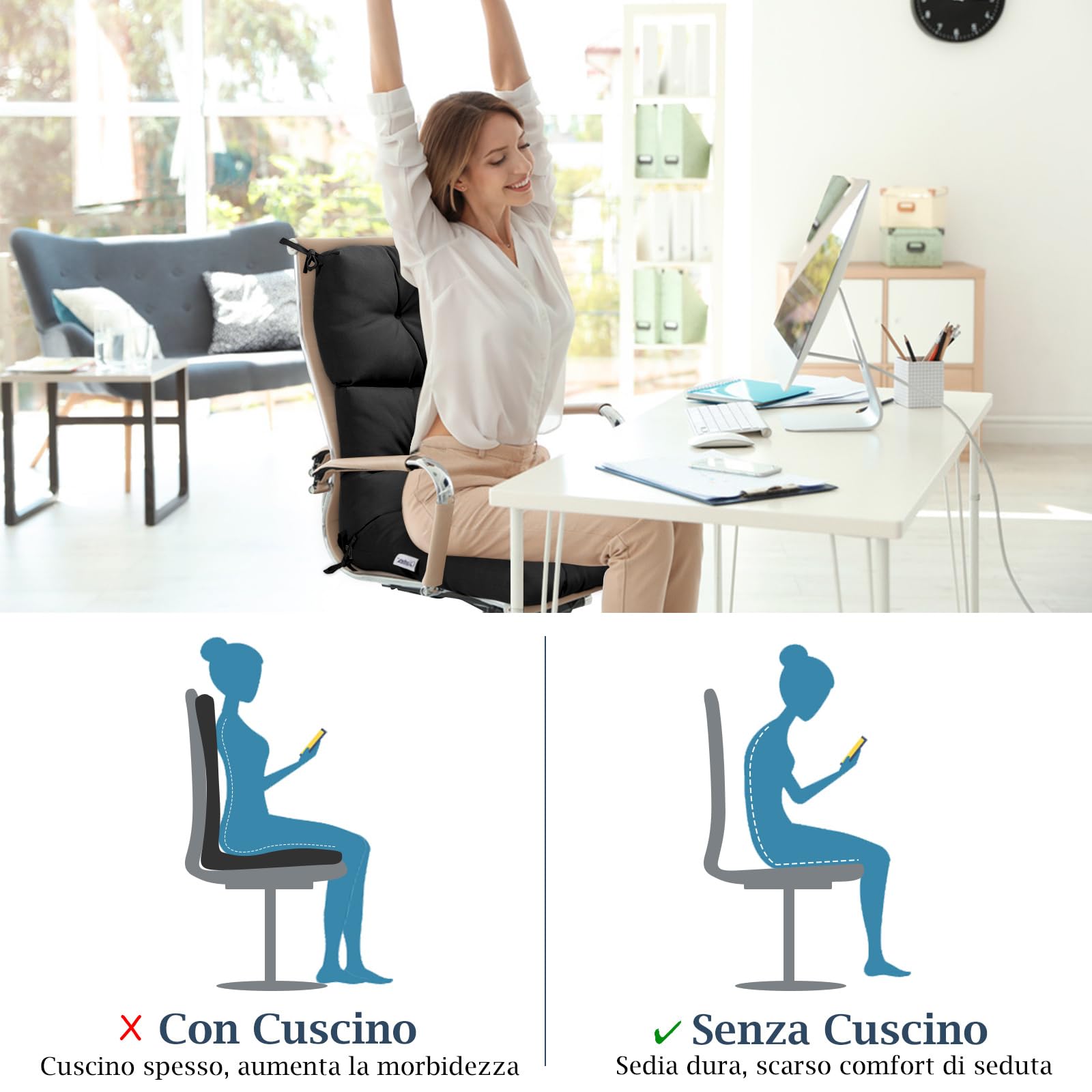 COSTWAY Cuscino Imbottito per Poltrona Sdraio Relax, Cuscino a 3 Pieghe per Sdraio e Lettino, Cuscino Prendisole con Corda, per Interno ed Esterno, 117 x 56 x 12 cm (1, Nero)