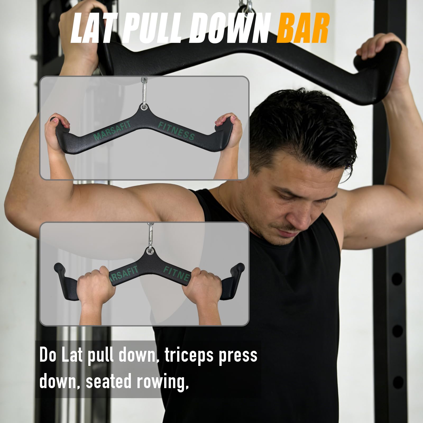 GORILLA SPORTS® Accessori Lat Machine Palestra - Giunto Girevole, 120 cm, Antiscivolo, Zigrinato, Acciaio Cromato - Maniglie Trazioni, Barra Bicipiti, Pulley, Maniglia Palestra Casa, Tricipiti