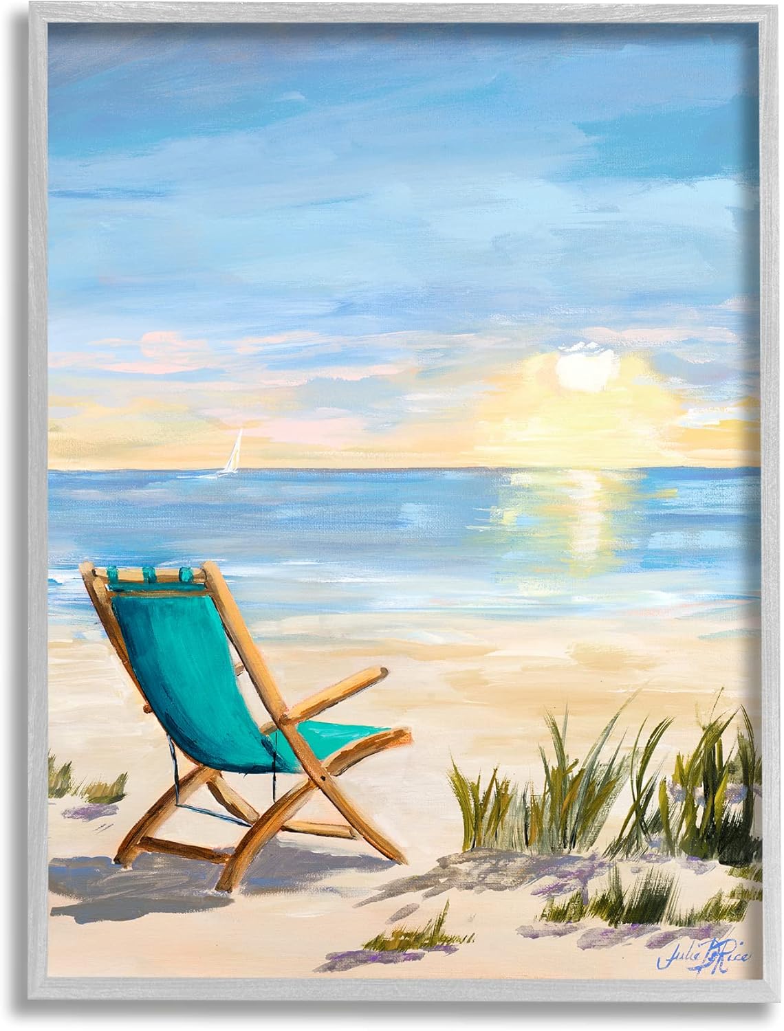 Stupell Industries Folding Chair Sunset Beach Landscape Summer Ombre Sky