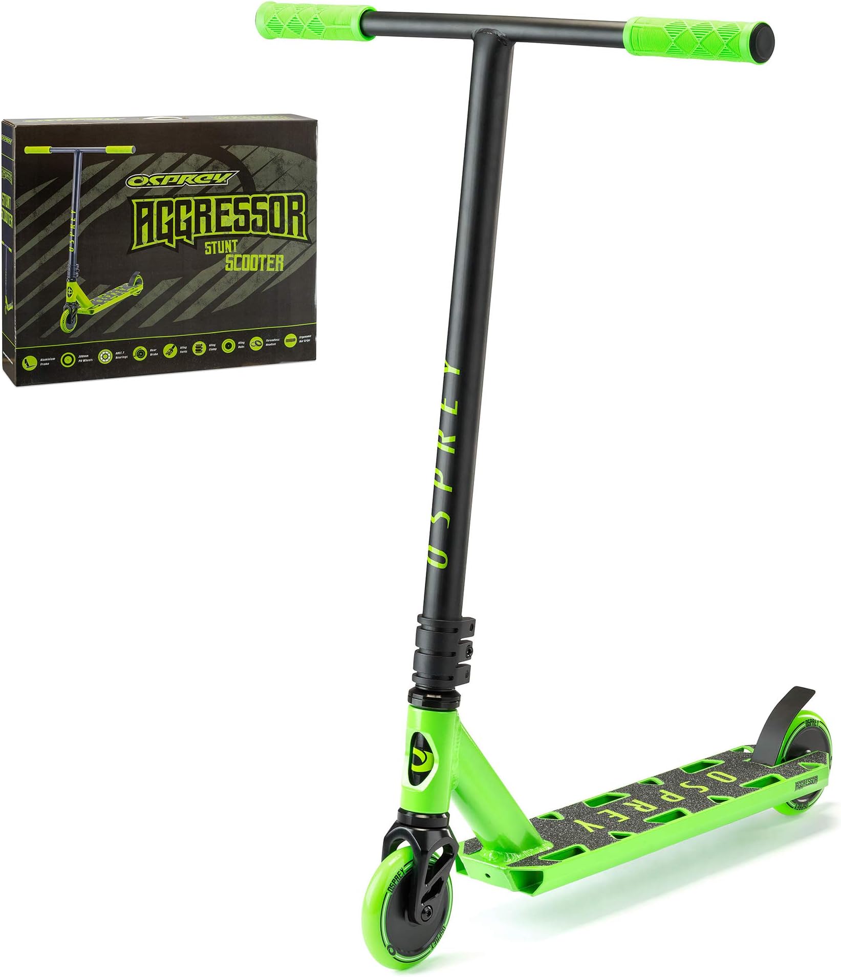 Osprey Stunt Scooter for Kids and Teens - Freestyle Street Scooter with 360 Spin, T-Shaped Handlebar, Multiple Designs