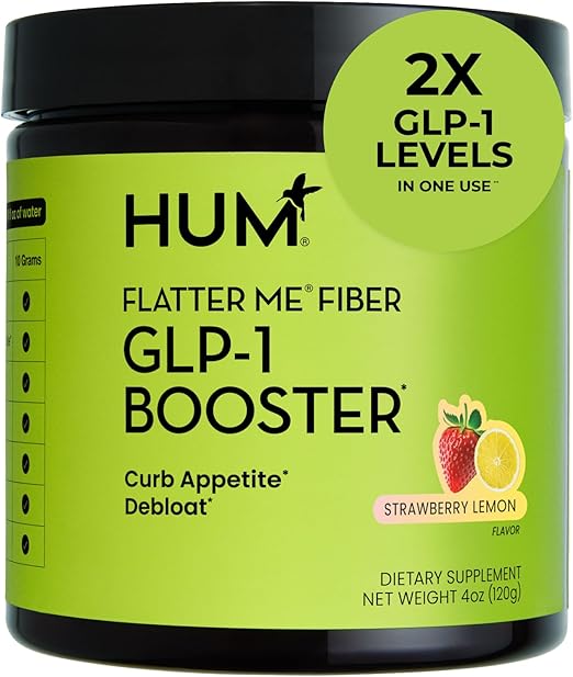 Flatter Me Fiber GLP-1 Booster – Fiber Supplement for Women & Men, Prebiotics & Enzymes for Weight Support, Reduce Bloating, Double GLP-1 Levels, Digestive & Gut Health (10 Servings)