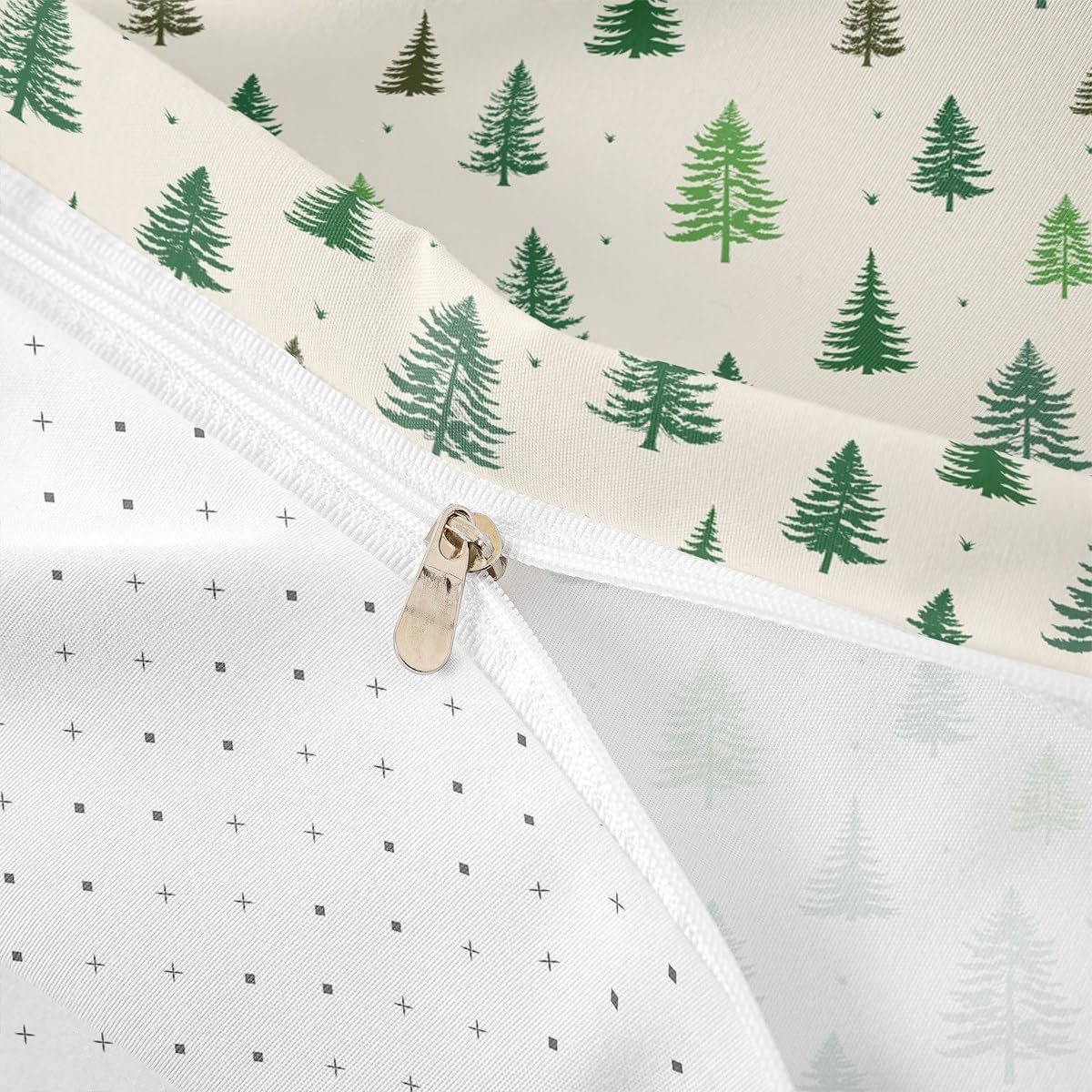 Castle Fairy Christmas Tree Duvet Cover Set Queen Size,Green Pine Bedding Set 3pcs for Kids Teens Girls Boys Room Decor,Nature Plants Comforter Cover Soft Microfiber Quilt Cover with 2 Pillowcases