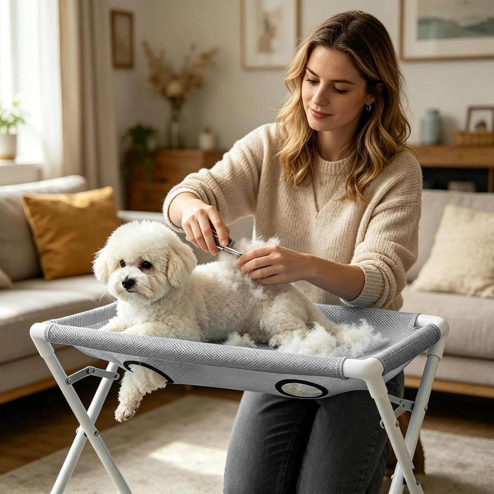 8-hole Pet Grooming Hammock With Stand,pet Grooming Hammock Stand(C) | pet Bathing Hammock,pet Grooming Stand With Removable Mesh Hammock For Cats & Small Dogs,for Bathing And Daily Care