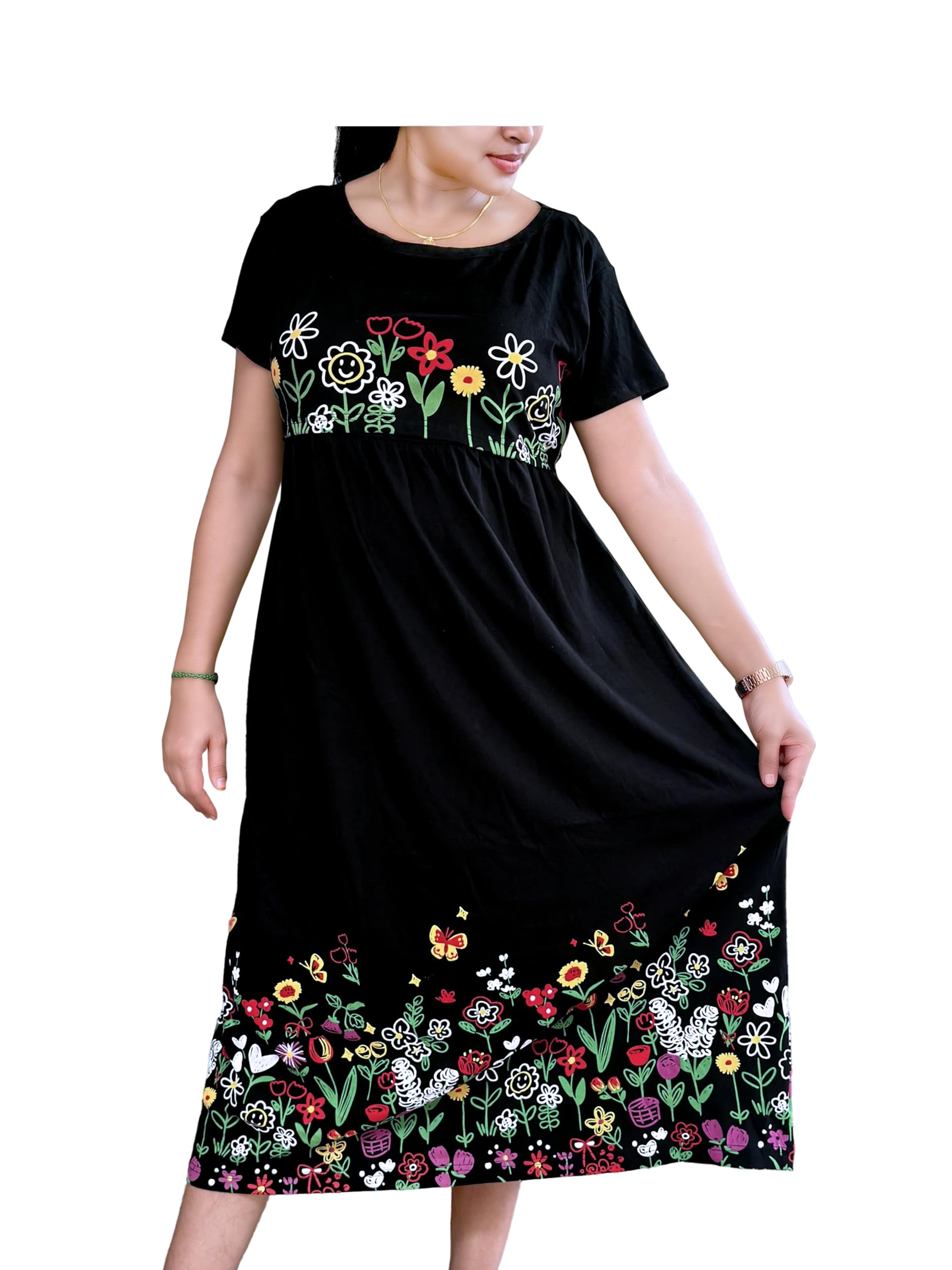 D'Meadow Bugs Feeding Dress for New Moms | Cotton Maternity Nighty | Zipless Feeding Dresses for Women | Pregnancy & Nursing Wear-image-27