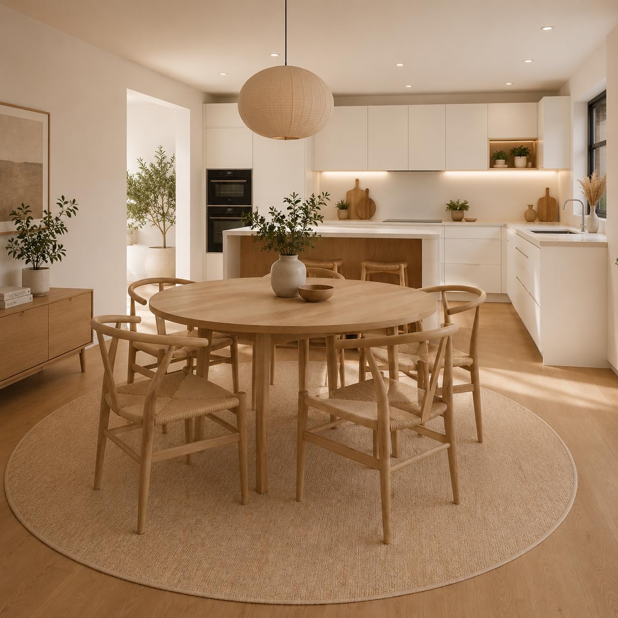 Snapstyle Porto Beige Karo Rund – Balkon- & Terrassenteppich Outdoor