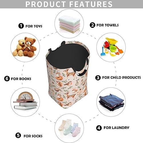 Miniatura 4 de Gbuzozie Cesta de almacenamiento de animales pequeños del bosque, ciervos, ardillas, zorros, erizos, pájaros, cesta de almacenamiento, juguetes,