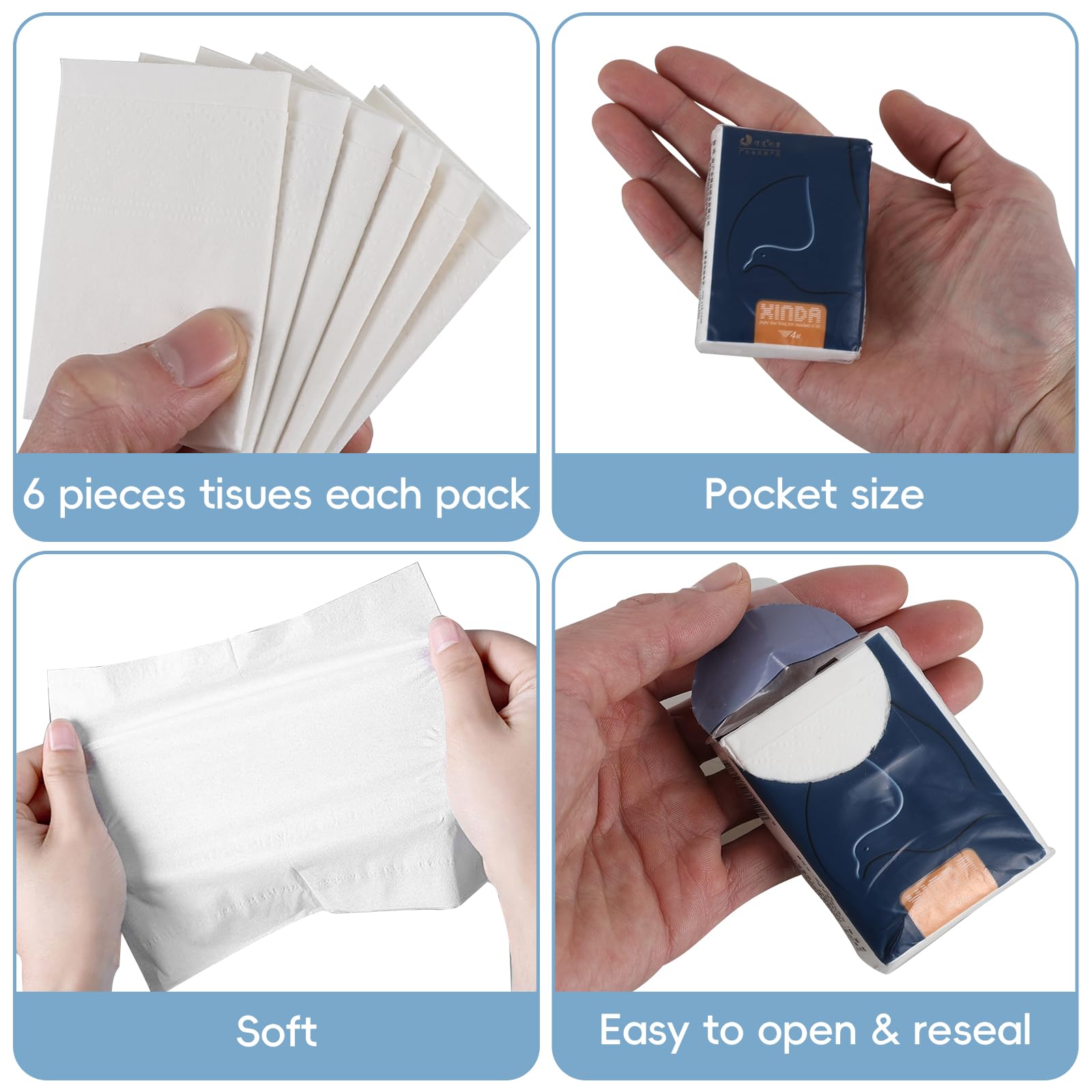 Xyskin Prácticos pañuelos de bolsillo de 4 capas, paquetes de 80