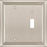 Vista 131 de Henne Bery Sunken Pearls - Placa de pared decorativa resistente para interruptor, cubierta para tomacorrientes (doble dúplex, níquel satinado)