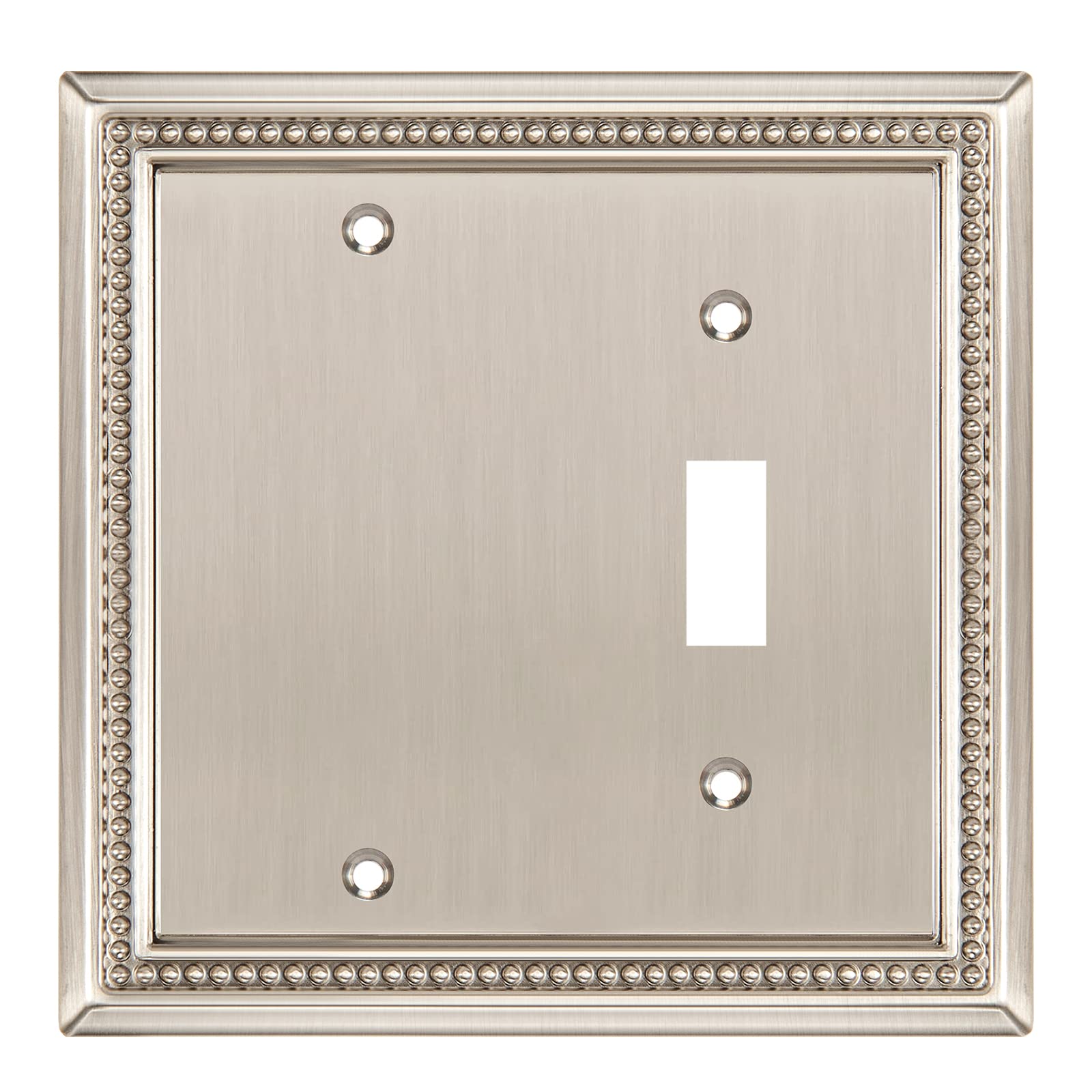 Henne Bery Sunken Pearls Heavy Duty Decorative Wall Plate Switch Plate Outlet Cover (Blank/Toggle, Satin Nickel)