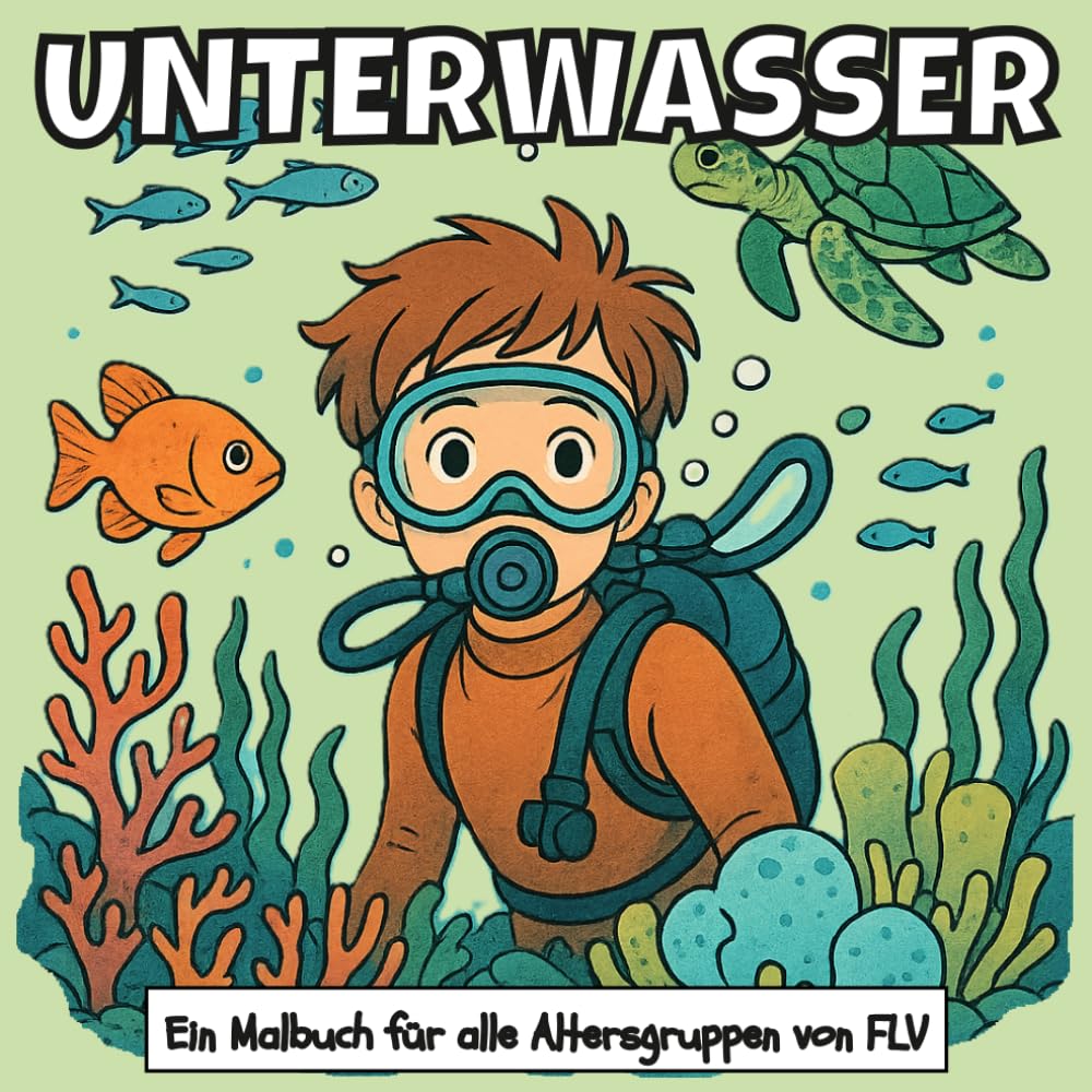 UNTERWASSER: Ein MALBUCH für alle Altersgruppen. Therapeutisch, Entspannend, Stressabbau & Angstlinderung — Ideal für Achtsamkeit, Kreativität & ... Illustrationen von FLV (Malbücher)