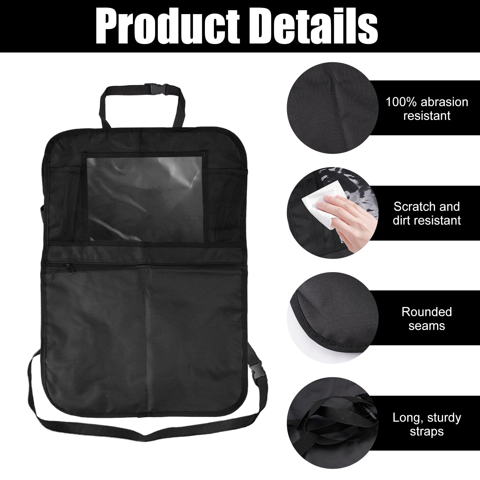 Organisateur De Siège Auto Pour Enfants - Support Tablette Transparent Et Poches De Rangement, 62x42cm