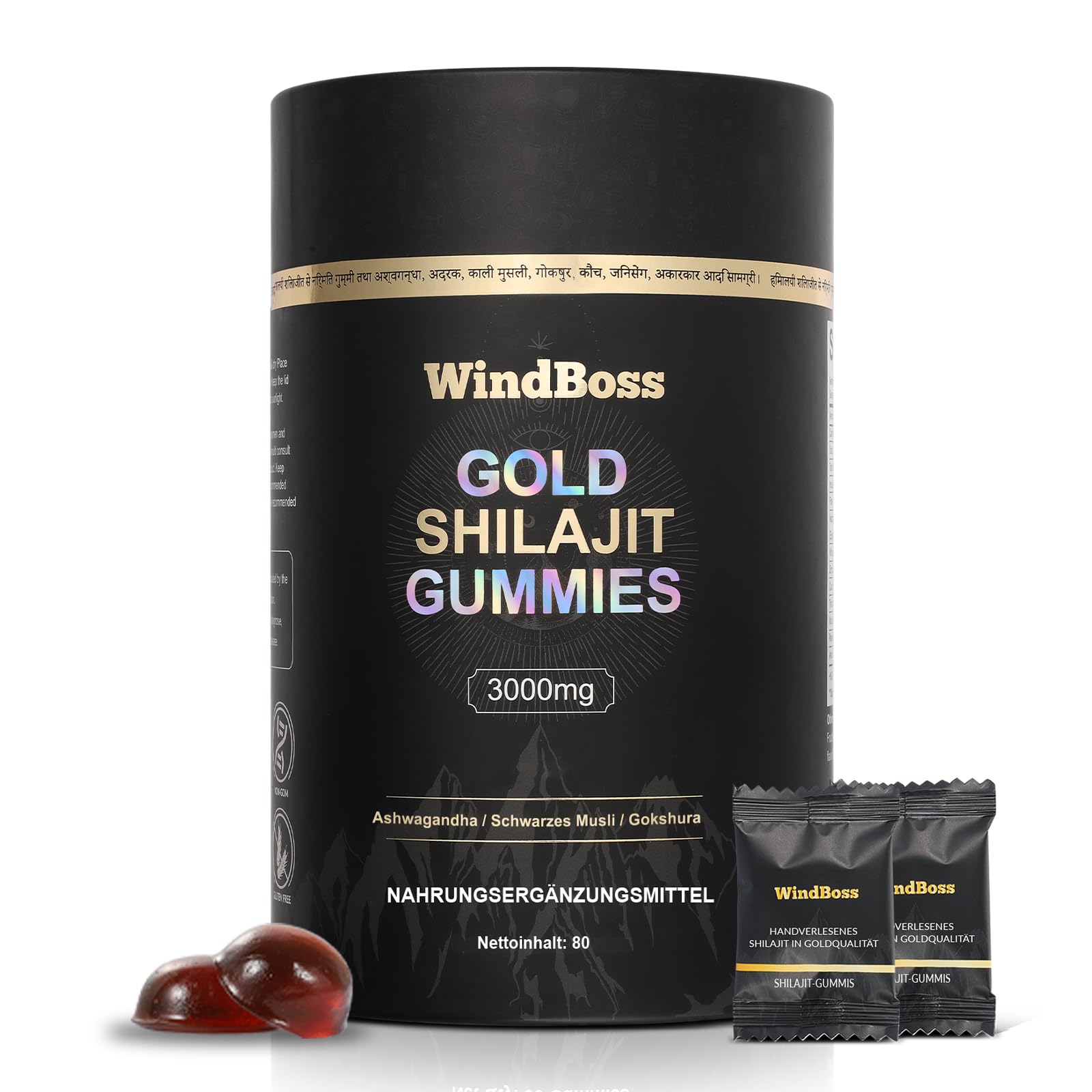 Himalaya Shilajit Gummibärchen – Shilajit Gummies für Männer & Frauen – Mit traditionellen Pflanzenextrakten zur Unterstützung eines Energieschubs & der Fokus – Vegan & ohne Gelatine, 80 Stück