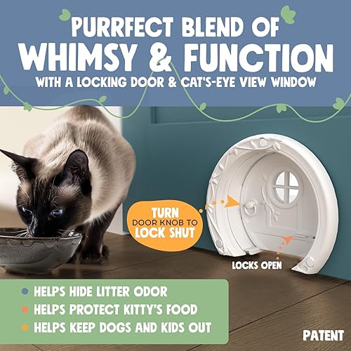Miniatura 3 de Gnome Puerta para gatos para puertas interiores, elegante y funcional sin solapa, con cerradura y fácil instalación, espaciosa puerta grande para