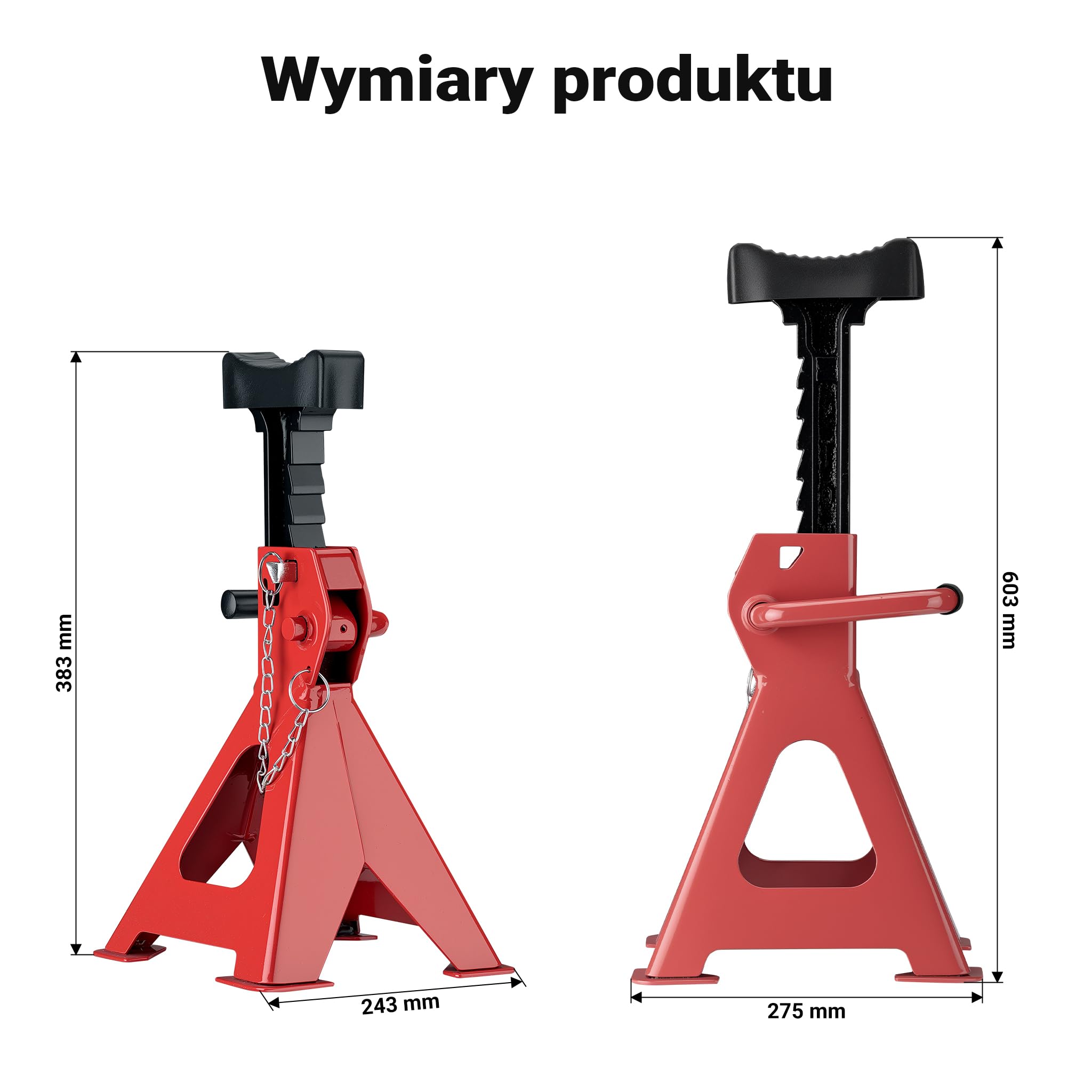 Wiltec Kobyłki samochodowe do 6 T nośności każdy, 2 szt. podpory do 39-60,3 cm wysokości, z ochroną gumową, stojaki do naprawy w warsztacie