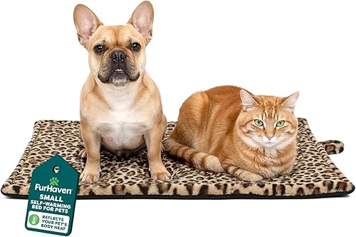 Cama Furhaven para mascotas como perros y gatos - Almohadilla térmica, auto-calentable, acolchada de piel sintética ThermaNAP para jaulas o