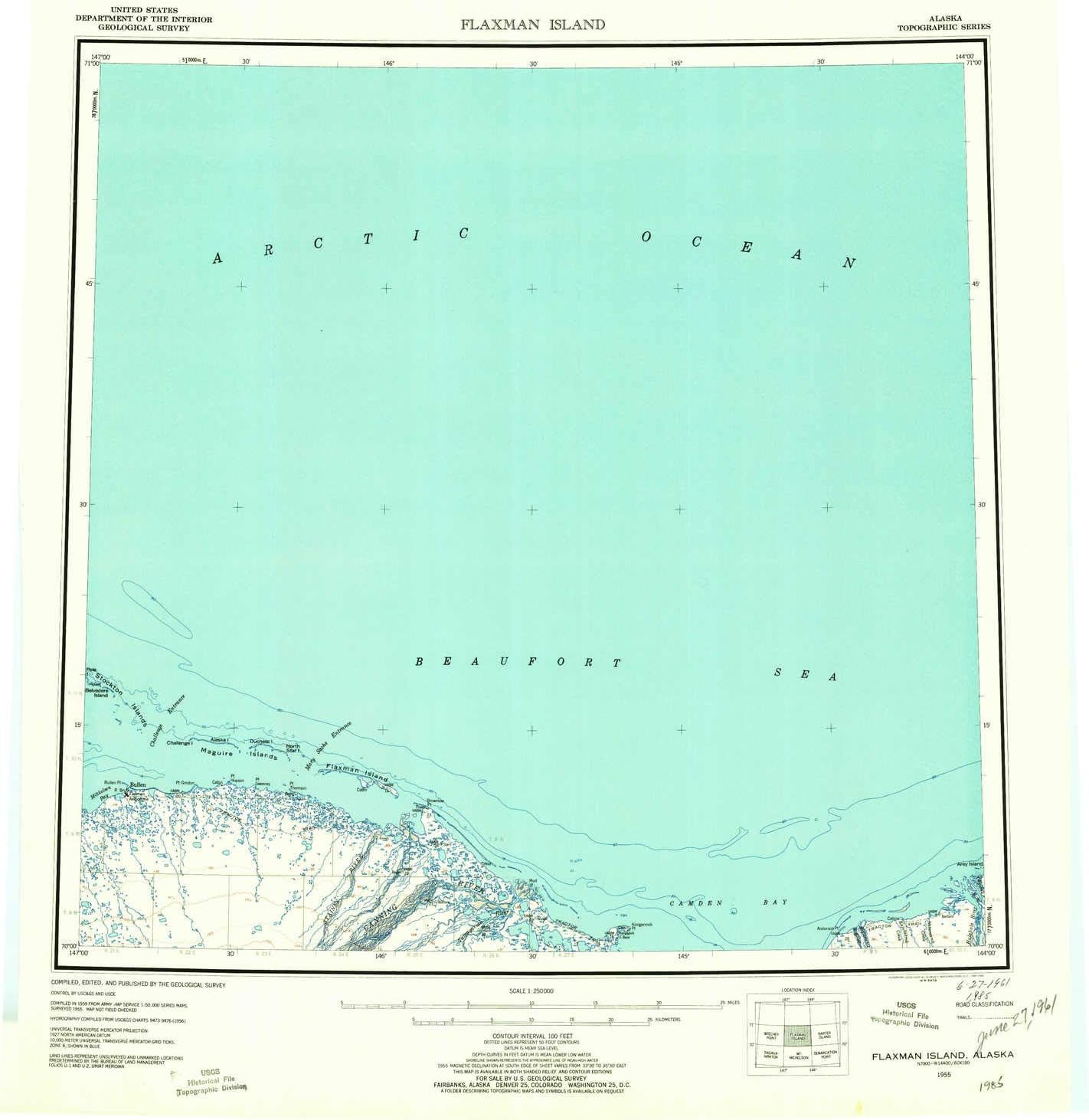 YellowMaps Flaxman Island AK topo map, 1250000 Scale, 1 X