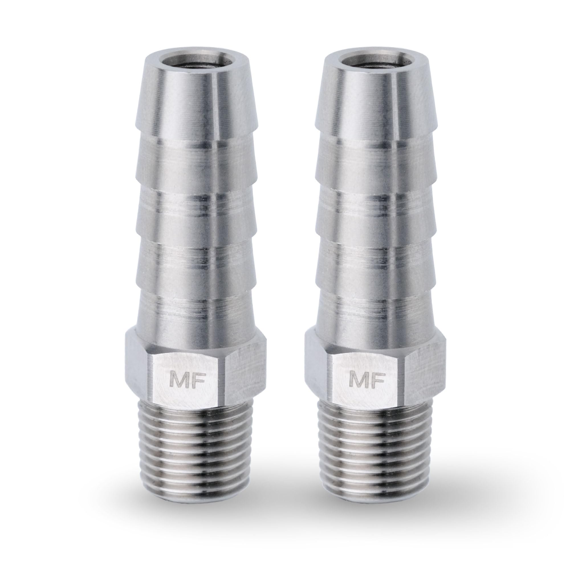 Stainless Steel 1/8" Male NPT to 3/8" Hose ID Barb Barbed Fitting Adaptor Connector (Pack of 2)
