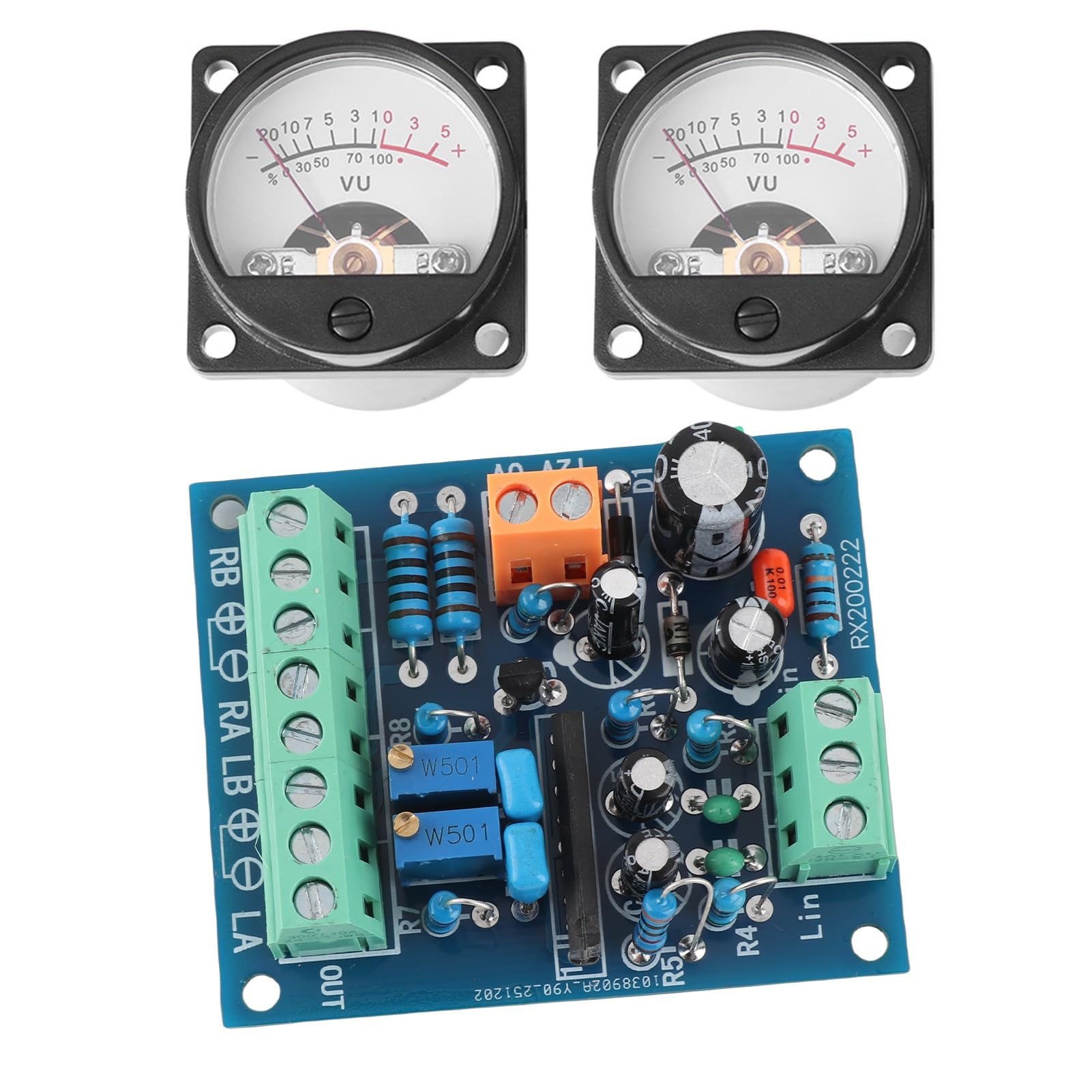 2-Pack VU Meter Boards with Driver and Warm Backlight for Audio Level Monitoring and Recording